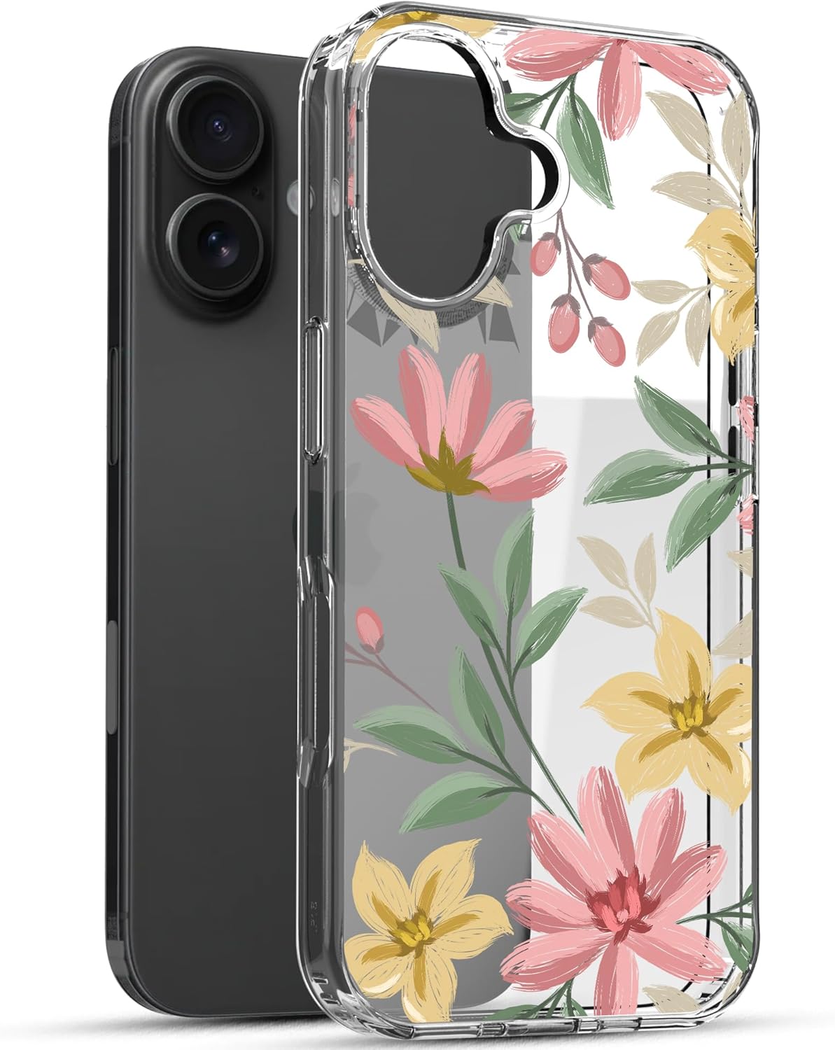 iPhone 16 Plus Case, Anti-Scratch Clear Case - Floral Painting