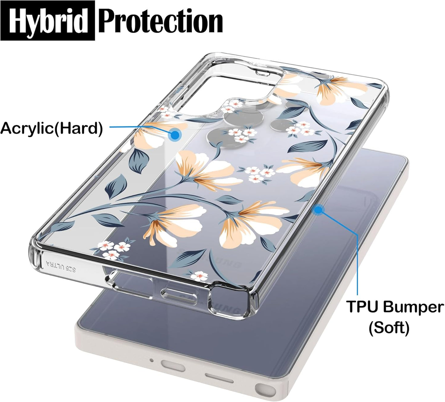 Samsung Galaxy S25 Ultra Case, Anti-Scratch Clear Case with Design - Lily Flower