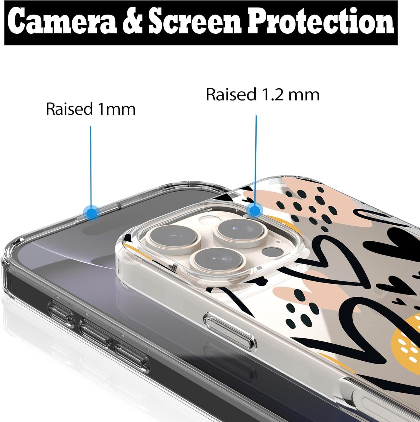 iPhone 16 Pro Case, Anti-Scratch Clear Case - Hearts