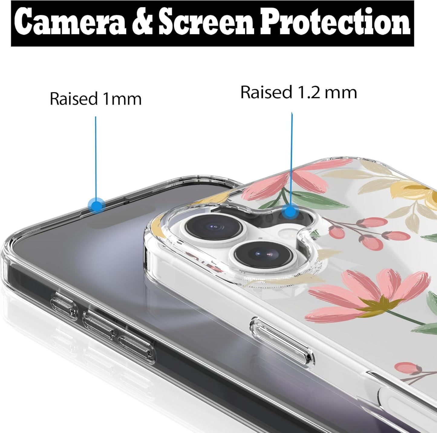 iPhone 16 Plus Case, Anti-Scratch Clear Case - Floral Painting