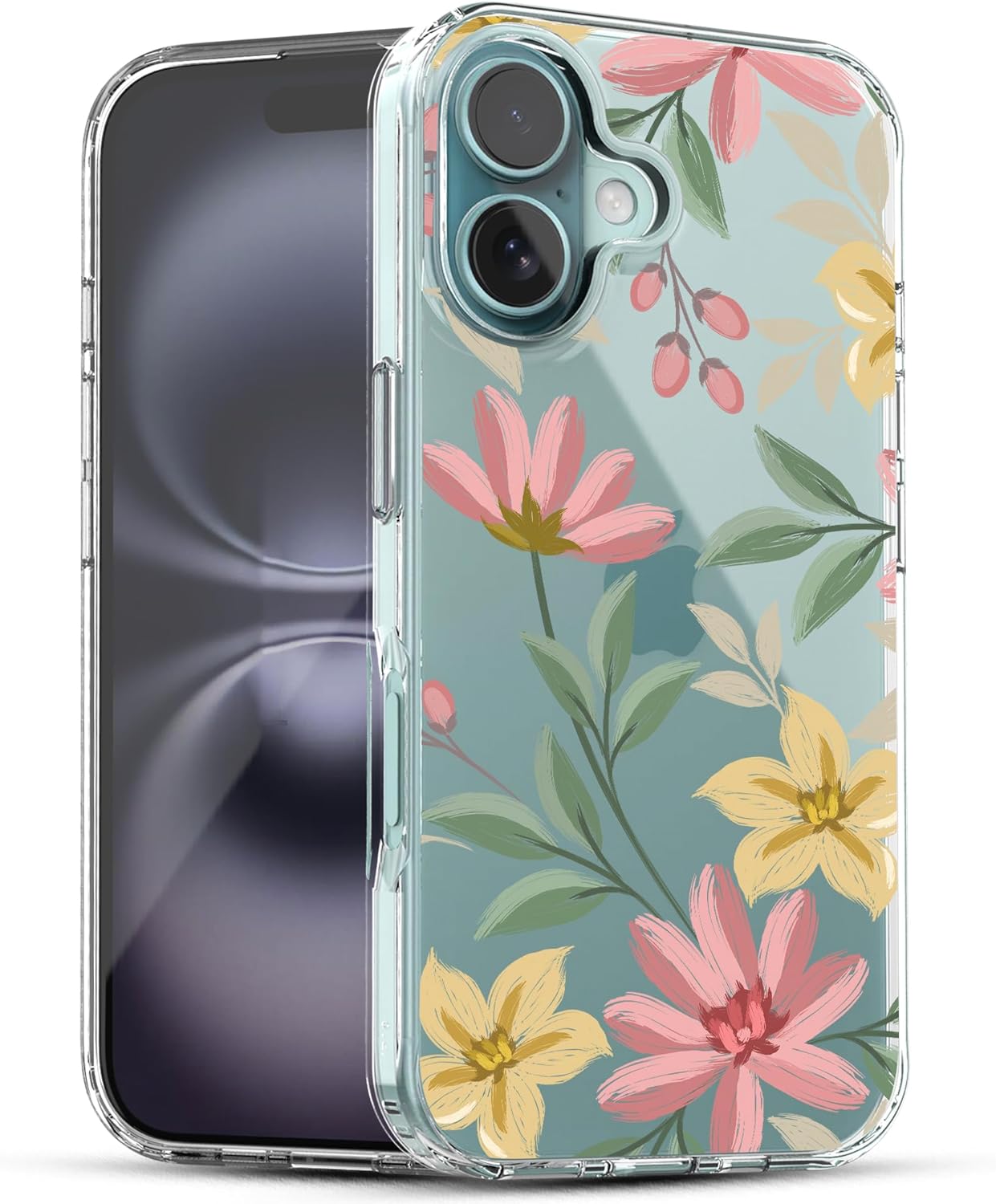 iPhone 16 Plus Case, Anti-Scratch Clear Case - Floral Painting