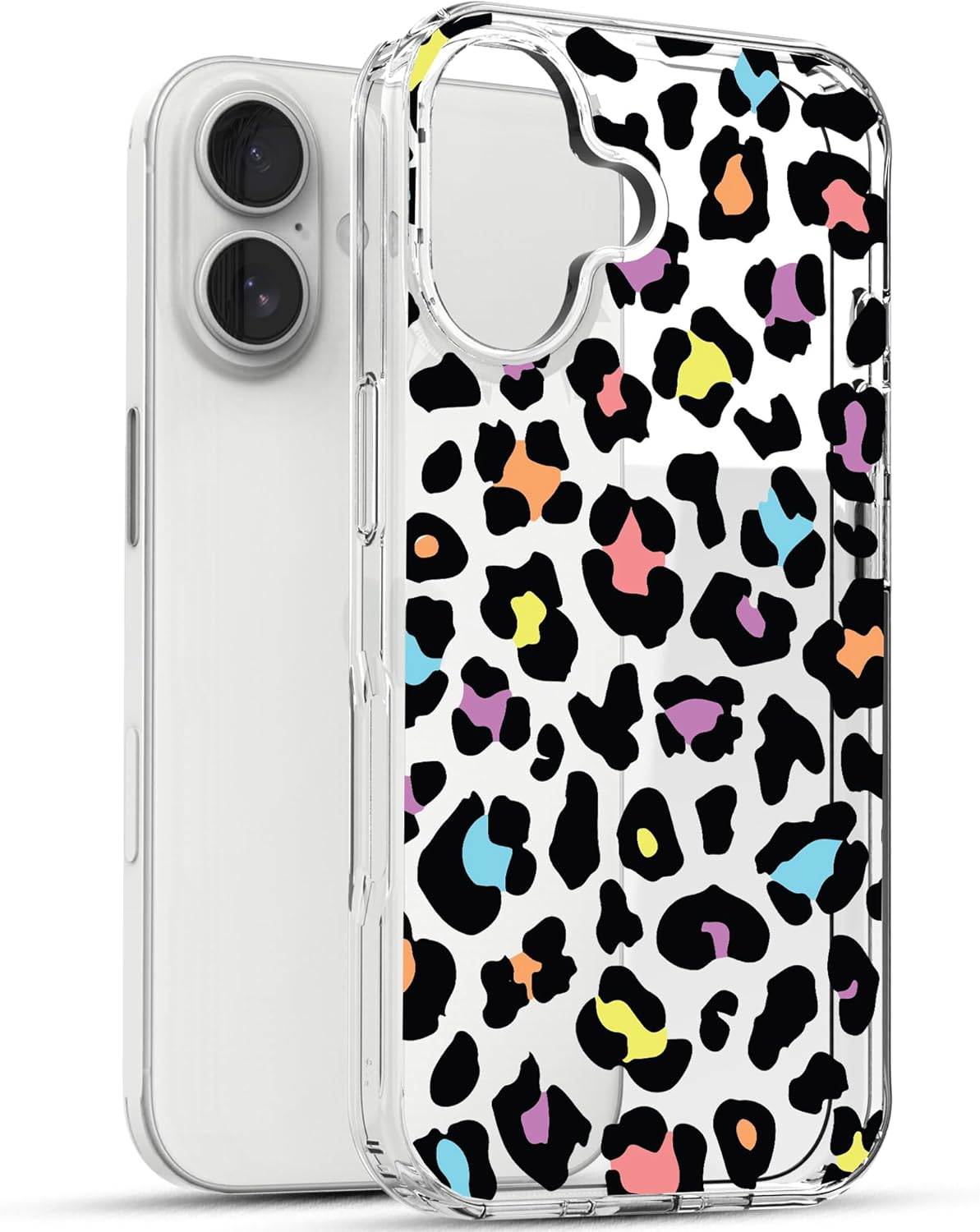 iPhone 16 Plus Case, Anti-Scratch Clear Case - Colorful Leopard