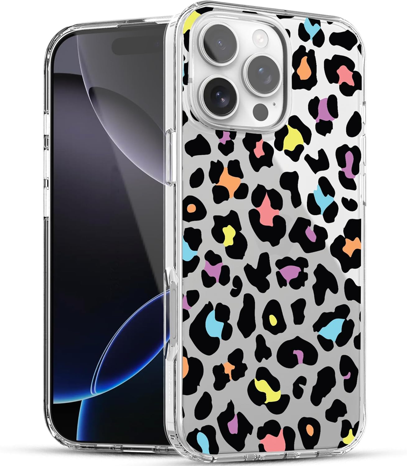 iPhone 16 Pro Case, Anti-Scratch Clear Case - Colorful Leopard
