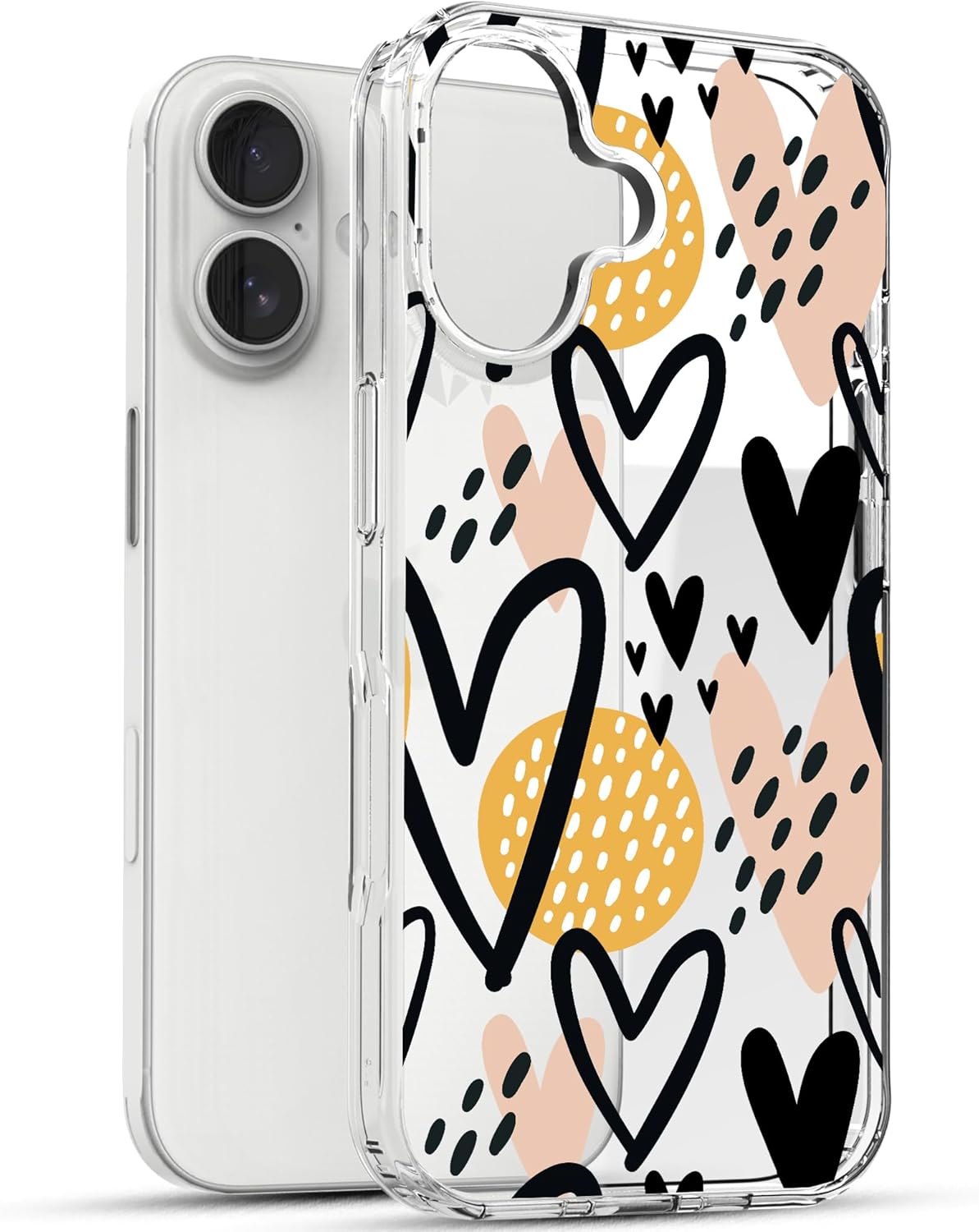 iPhone 16 Case, Anti-Scratch Clear Case - Hearts