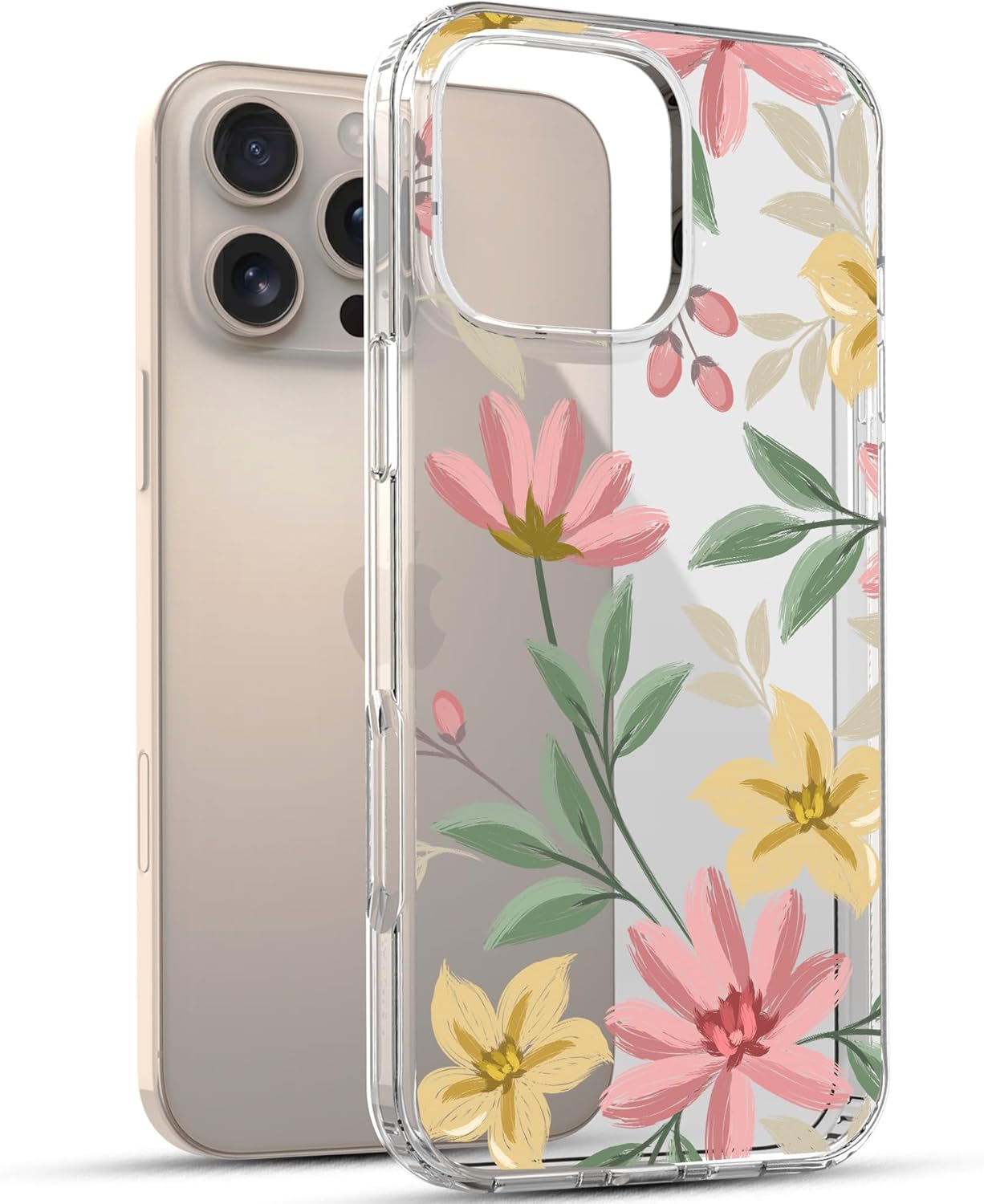 iPhone 16 Pro Case, Anti-Scratch Clear Case - Floral Painting