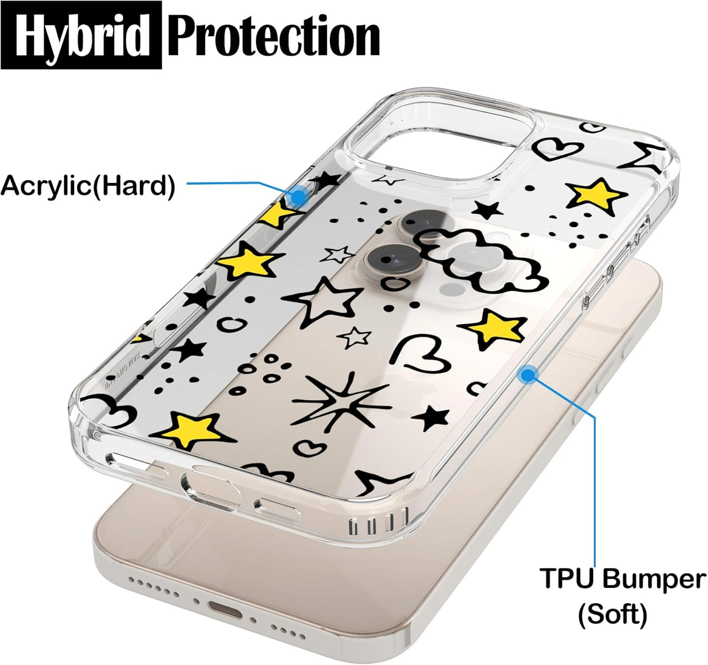 iPhone 16 Pro Case, Anti-Scratch Clear Case - Cute Starts