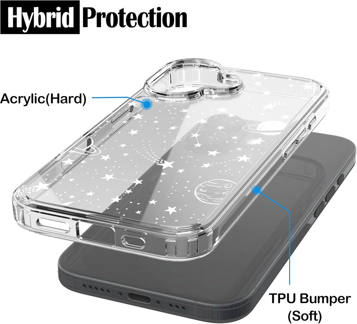 iPhone 16 Case, Anti-Scratch Clear Case - Universe