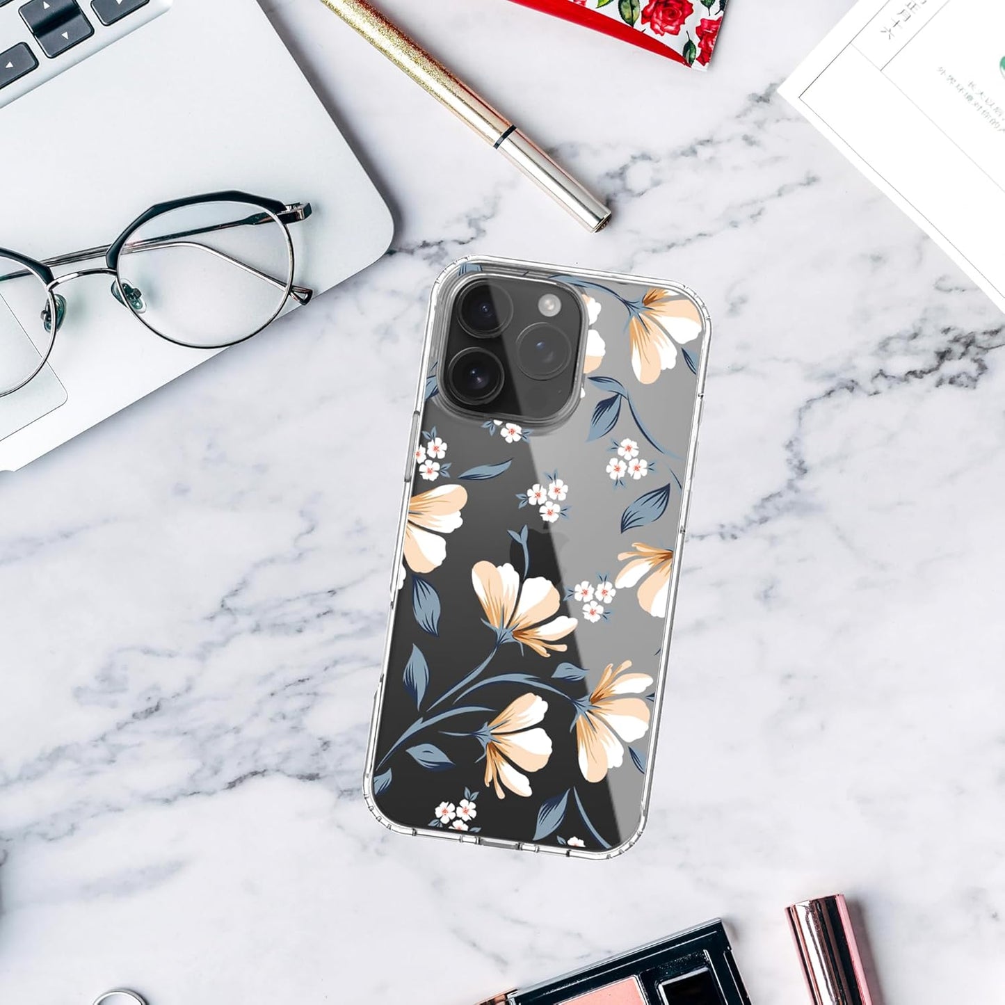 iPhone 16 Pro Case, Anti-Scratch Clear Case - Lily Flower