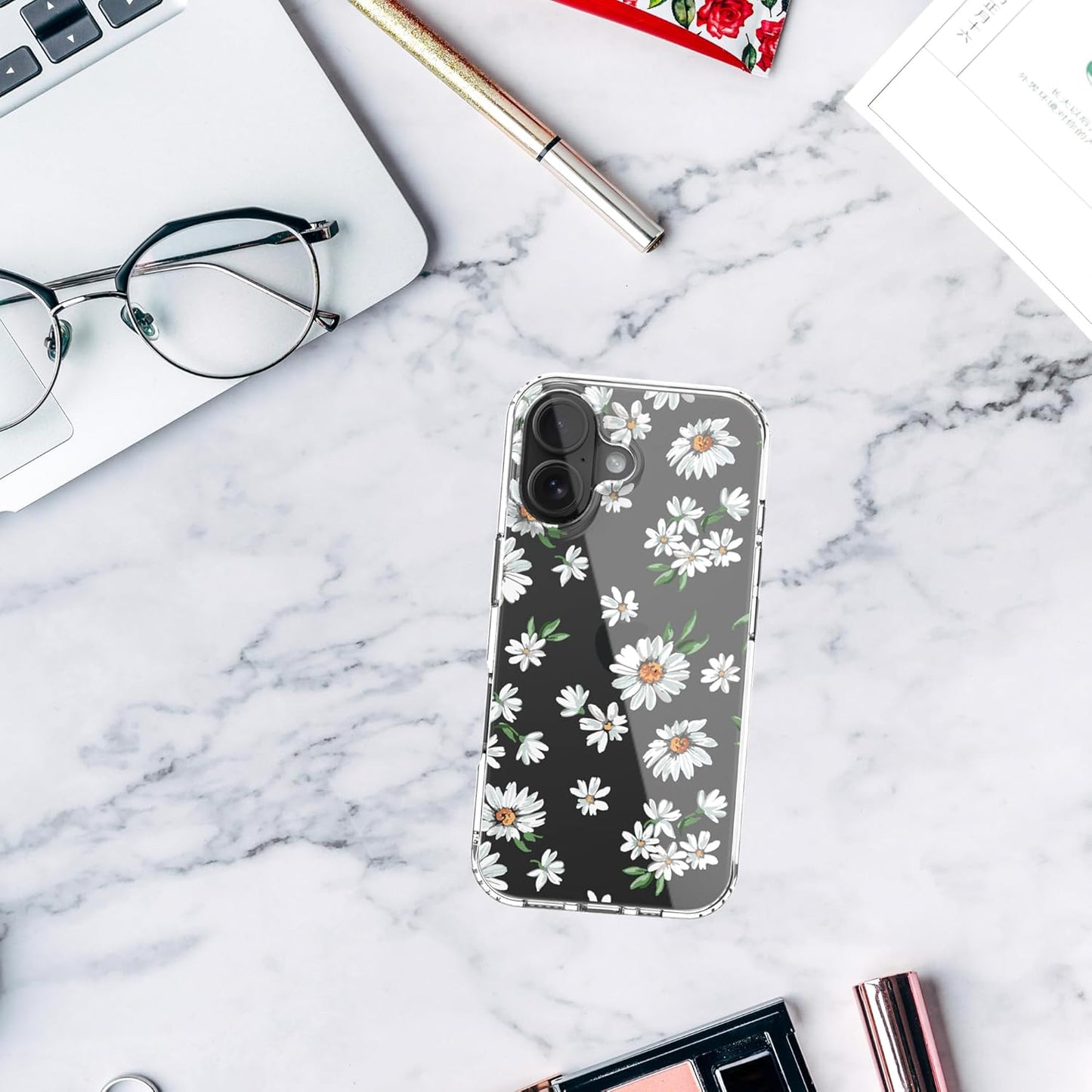 iPhone 16 Plus Case, Anti-Scratch Clear Case - Daisy