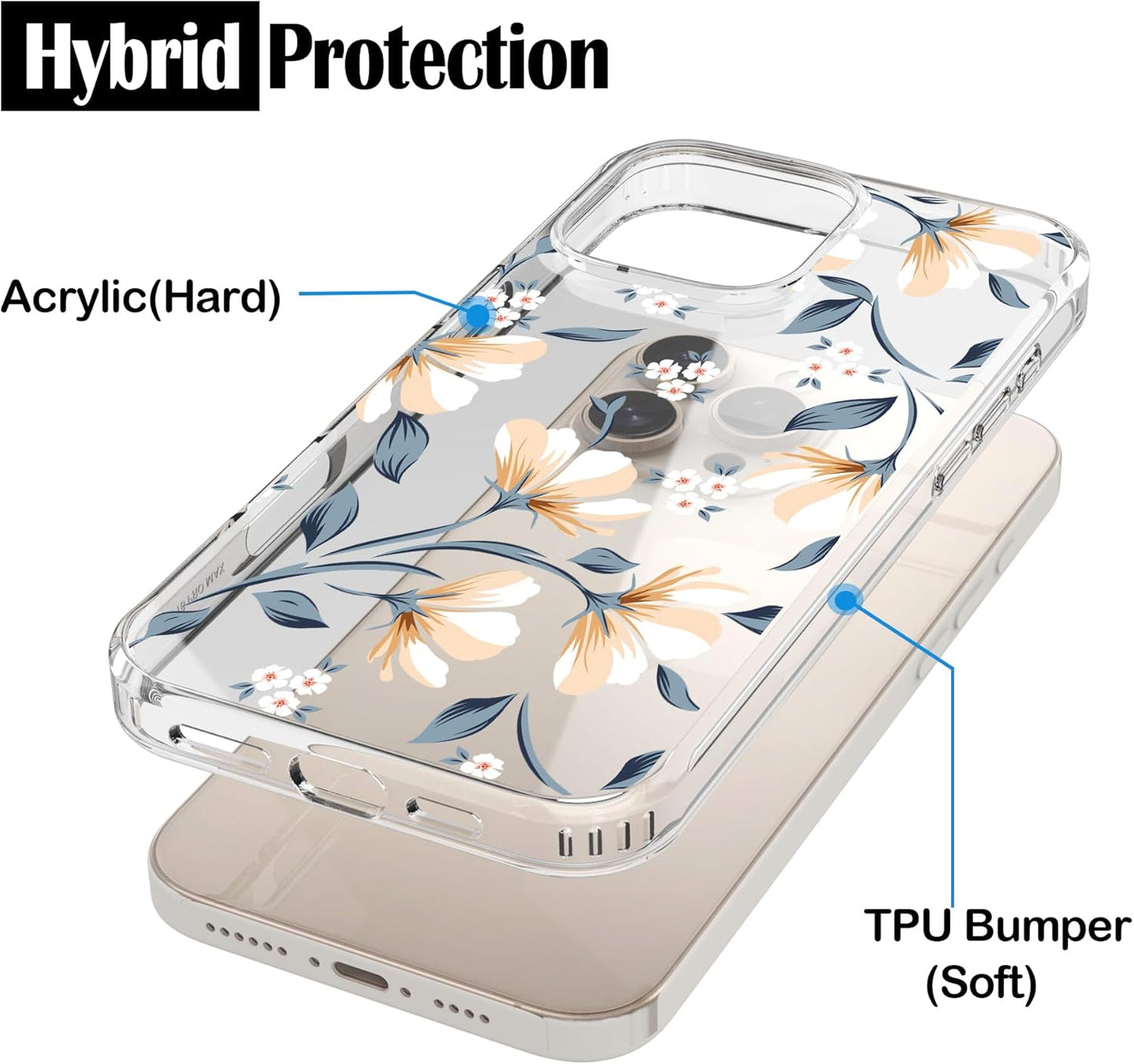 iPhone 16 Pro Case, Anti-Scratch Clear Case - Lily Flower