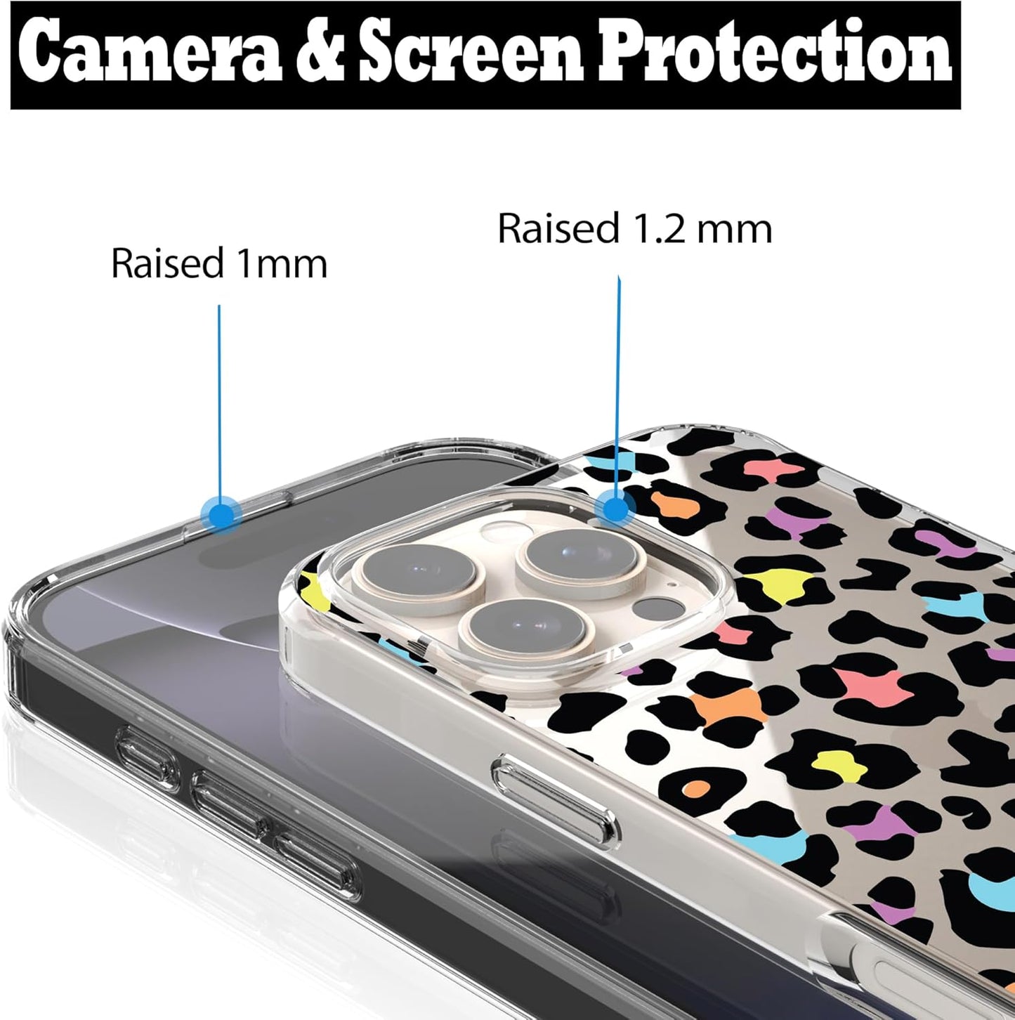 iPhone 16 Pro Case, Anti-Scratch Clear Case - Colorful Leopard