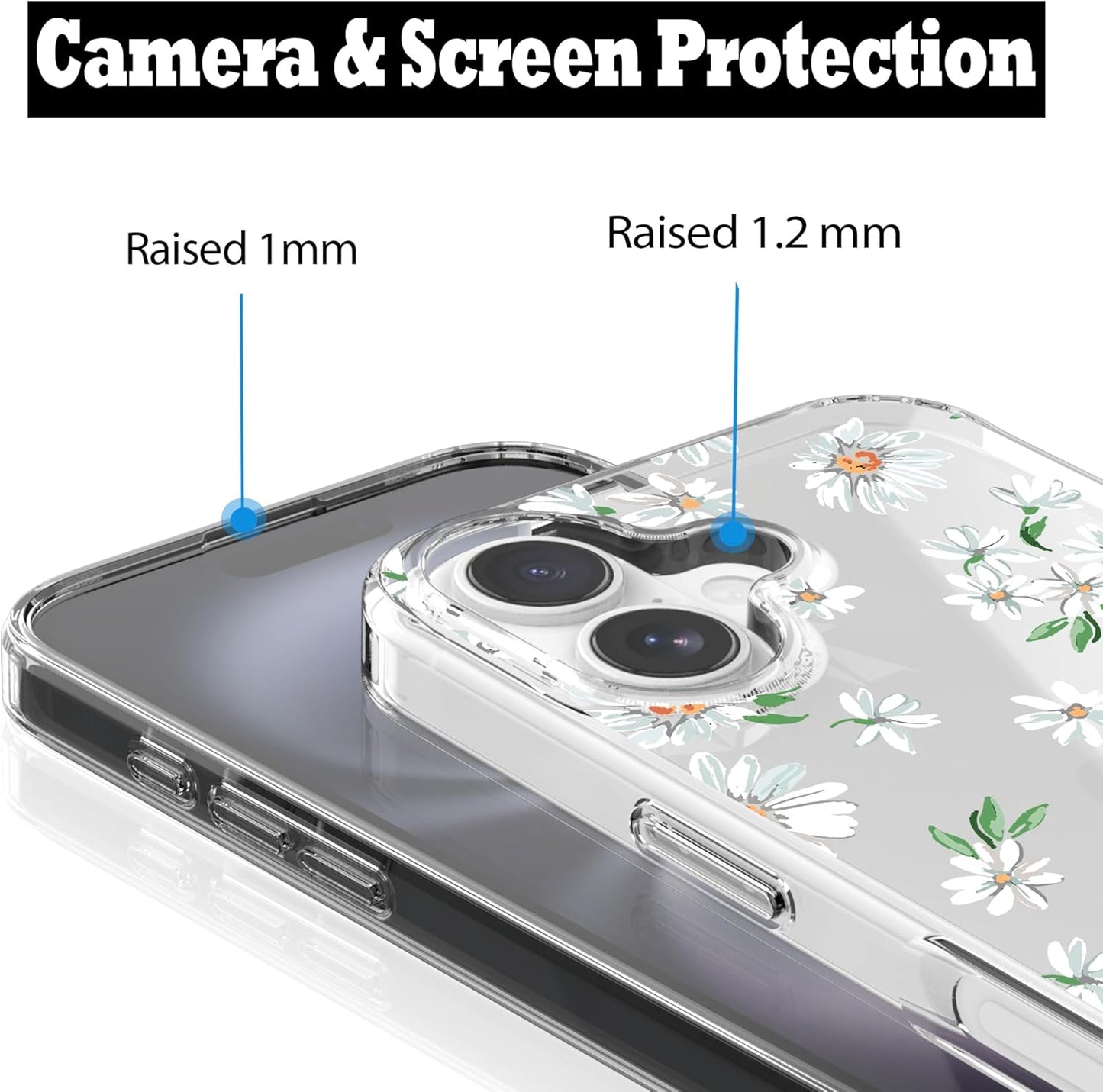 iPhone 16 Plus Case, Anti-Scratch Clear Case - Daisy