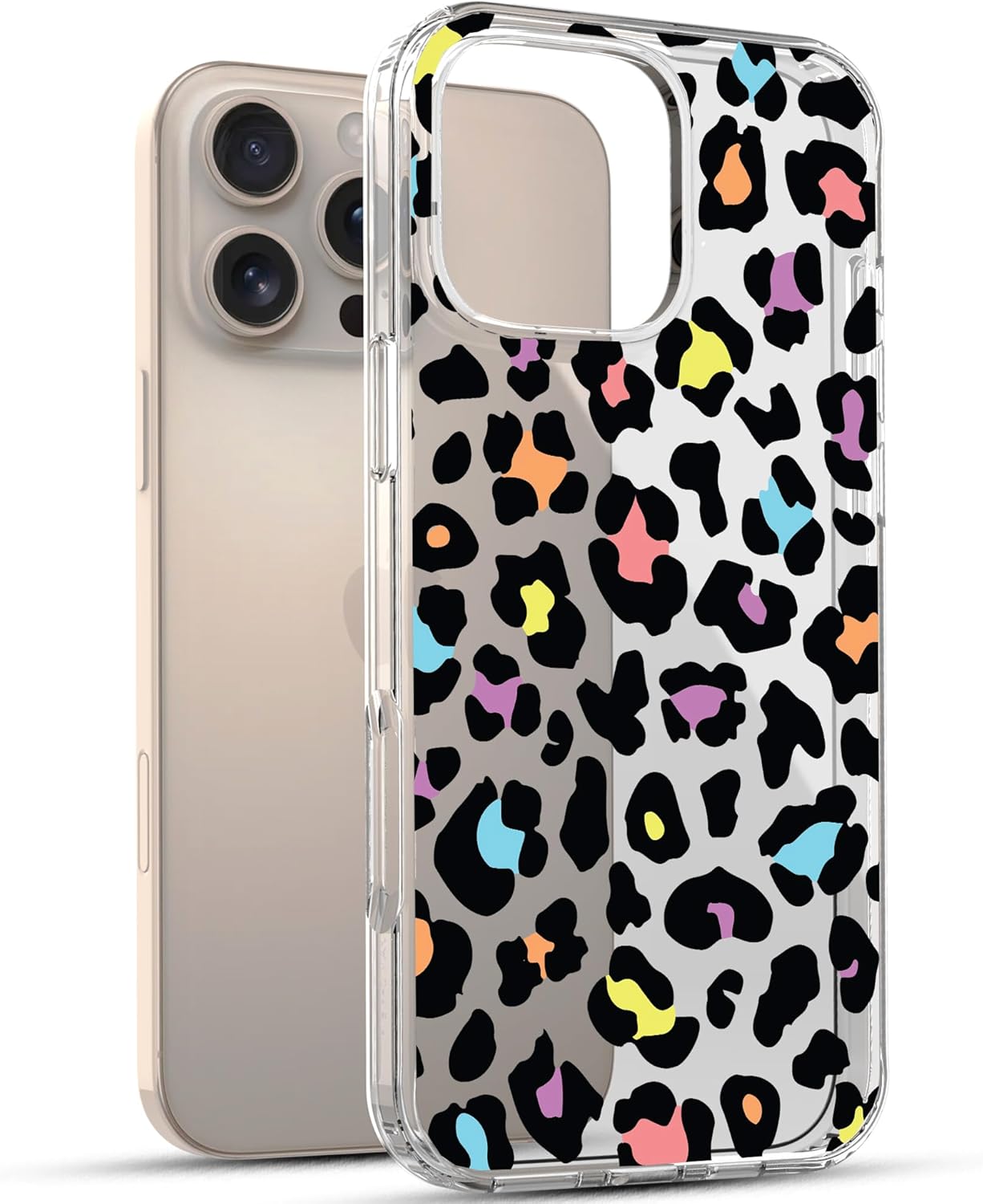 iPhone 16 Pro Case, Anti-Scratch Clear Case - Colorful Leopard