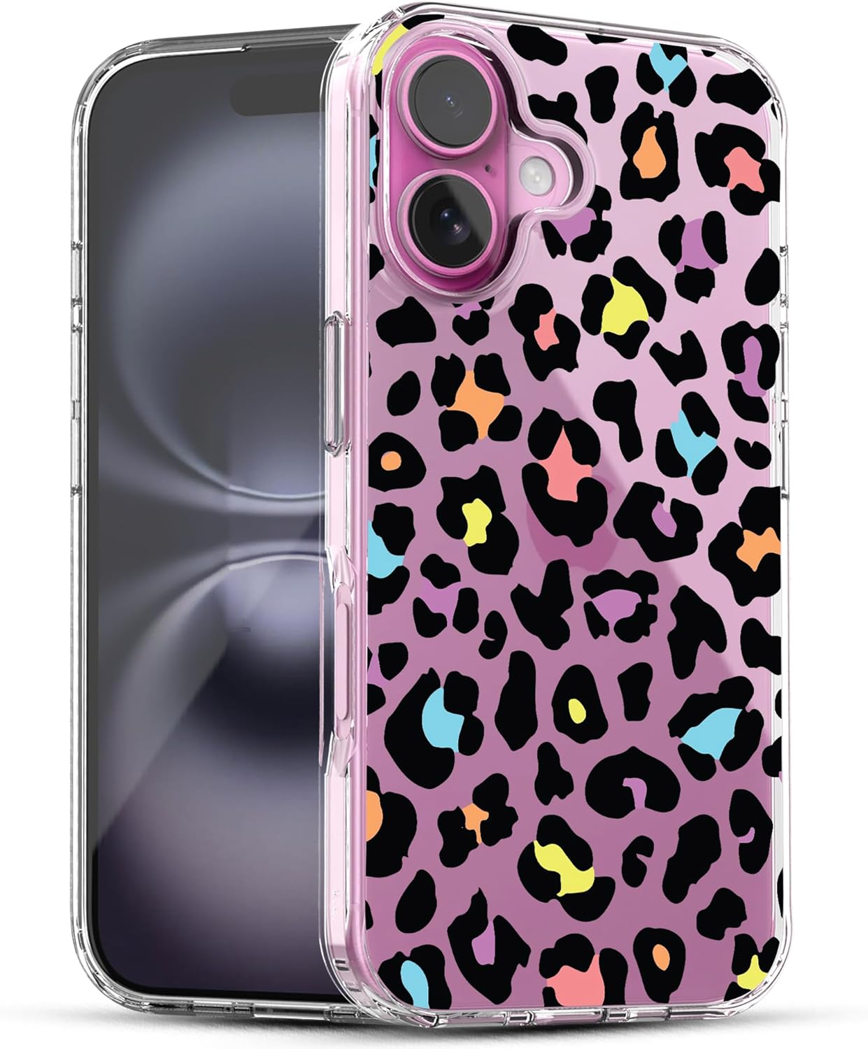 iPhone 16 Plus Case, Anti-Scratch Clear Case - Colorful Leopard
