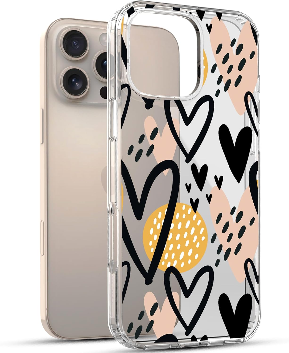 iPhone 16 Pro Case, Anti-Scratch Clear Case - Hearts