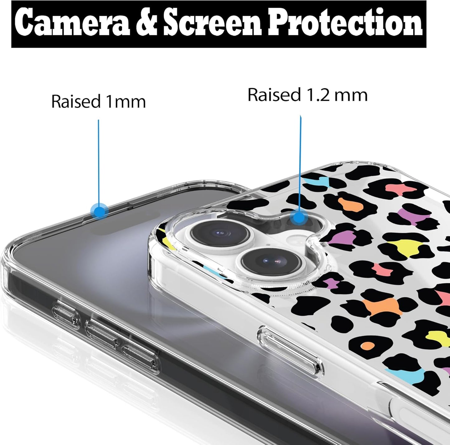 iPhone 16 Plus Case, Anti-Scratch Clear Case - Colorful Leopard