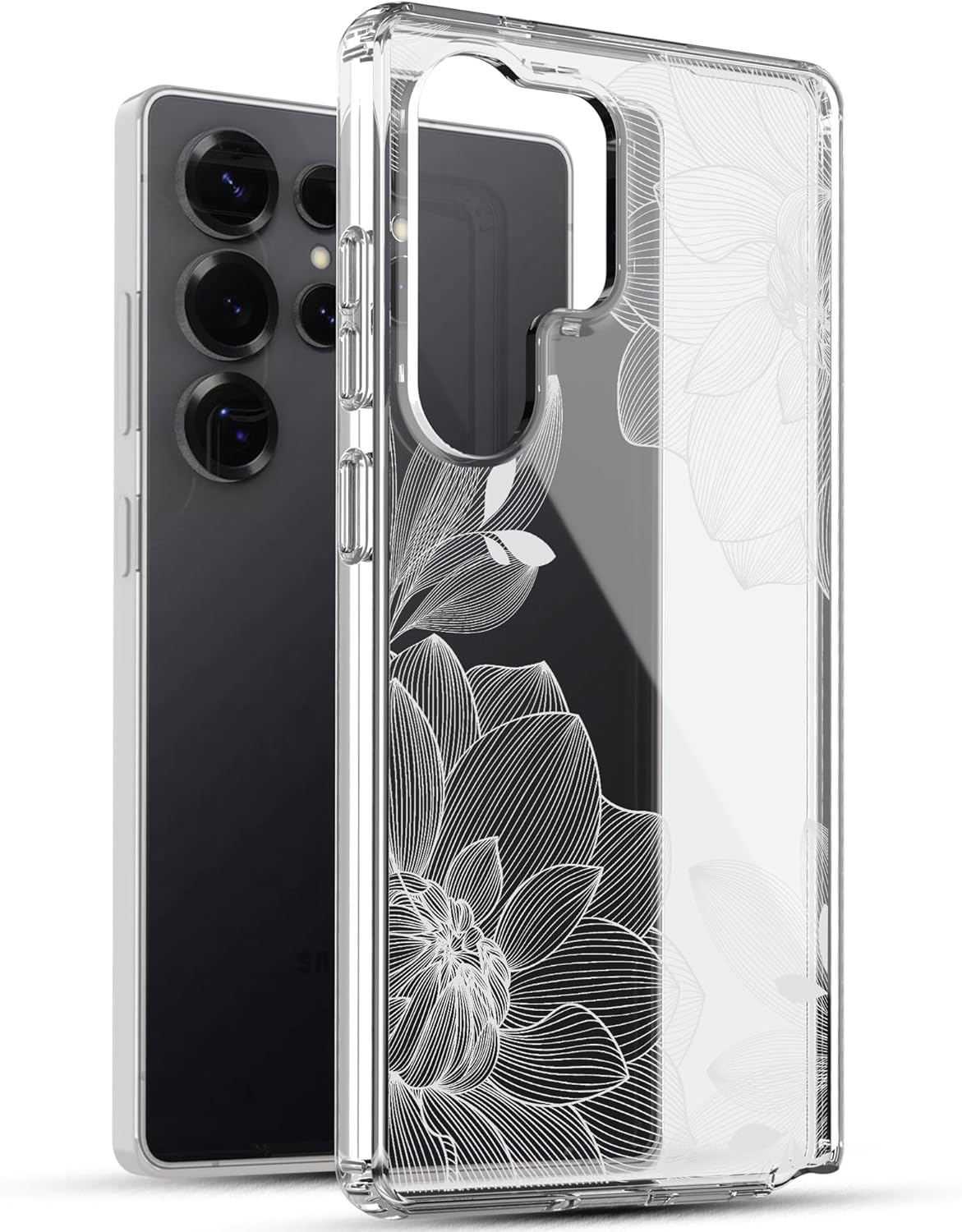 Samsung Galaxy S25 Ultra Case, Anti-Scratch Clear Case with Design - Lace Chrysanthemum