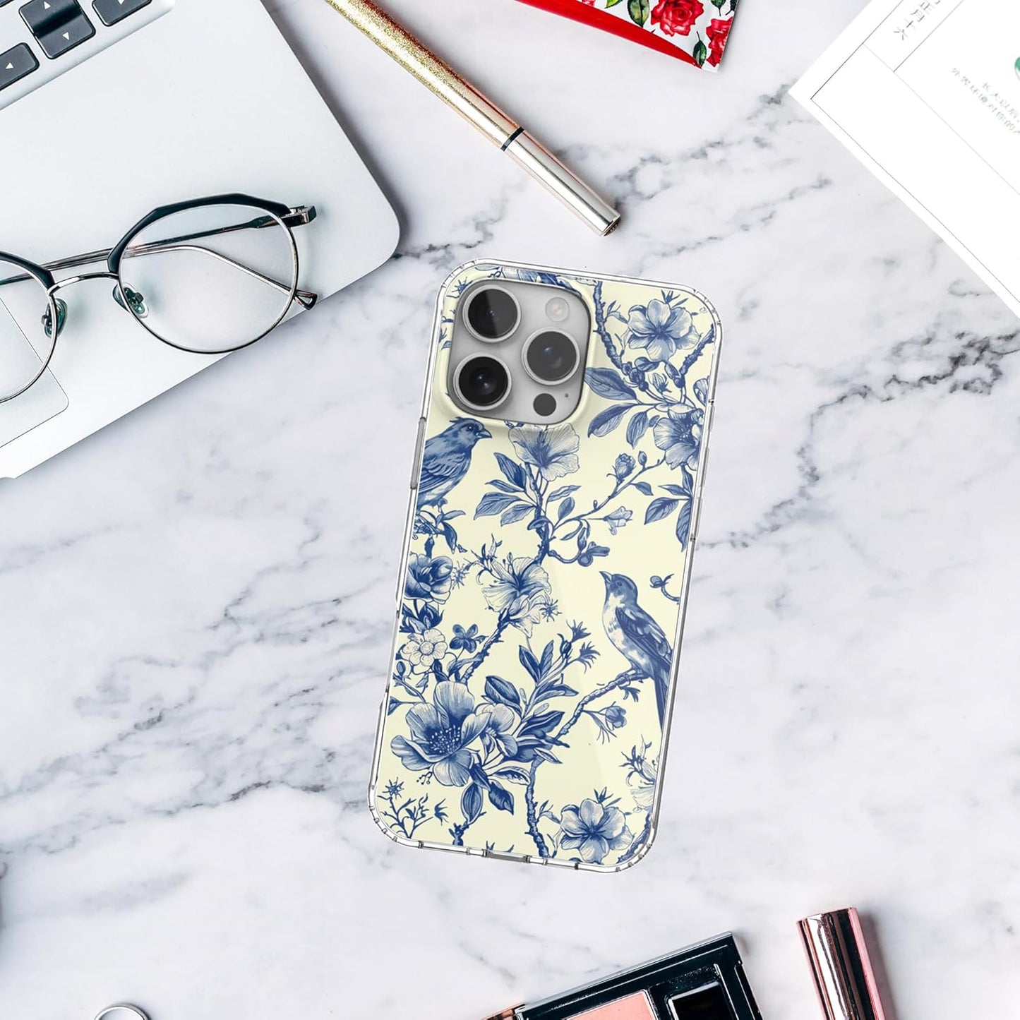iPhone 16 Pro Case, Anti-Scratch Clear Case - Vintage Floral