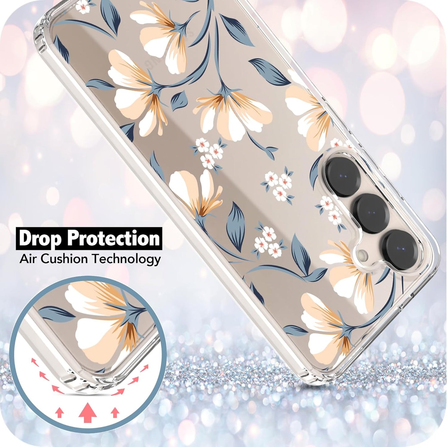 Samsung Galaxy S25 Plus Case, Anti-Scratch Clear Case with Design - Lily Flower