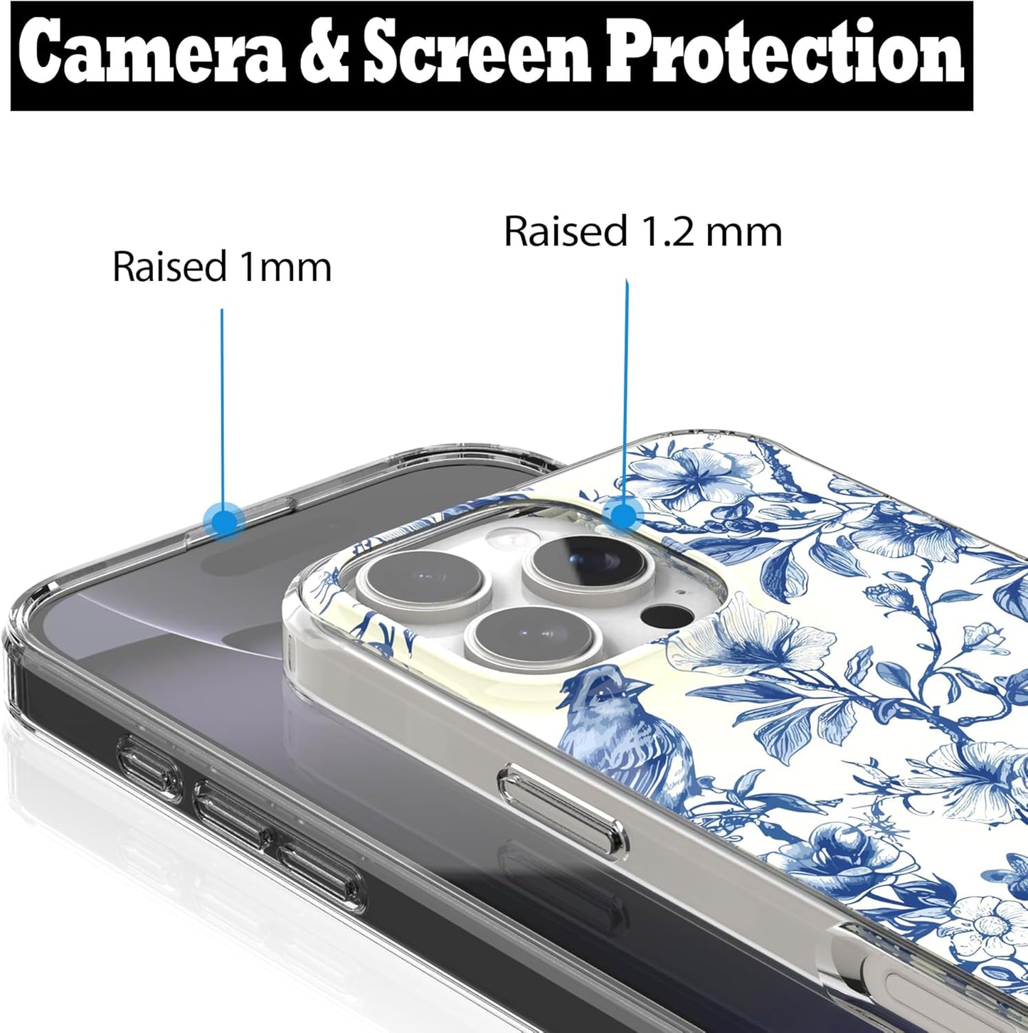 iPhone 16 Pro Case, Anti-Scratch Clear Case - Vintage Floral
