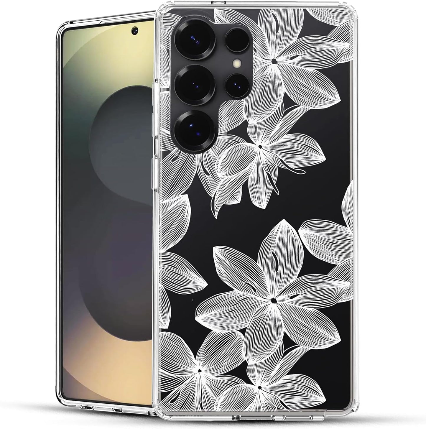 Samsung Galaxy S25 Ultra Case, Anti-Scratch Clear Case with Design - White Flower
