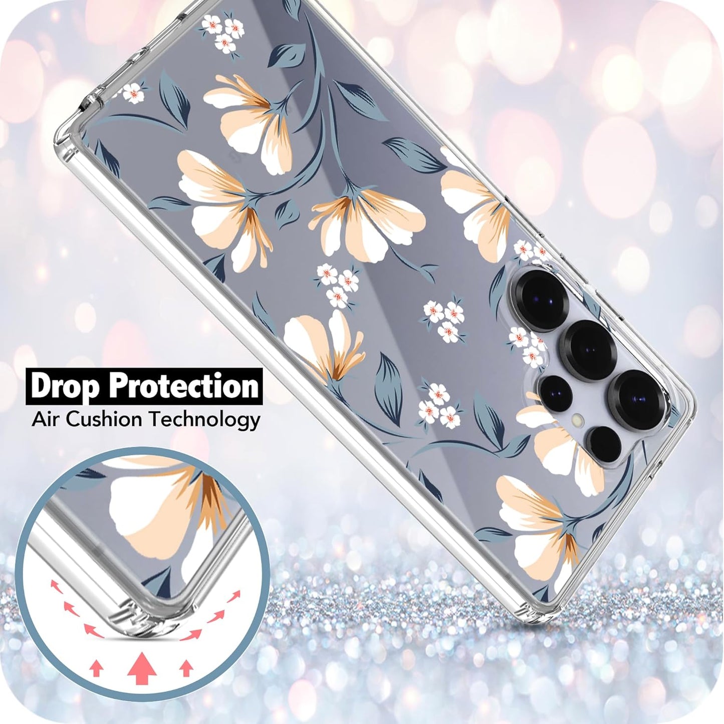 Samsung Galaxy S25 Ultra Case, Anti-Scratch Clear Case with Design - Lily Flower