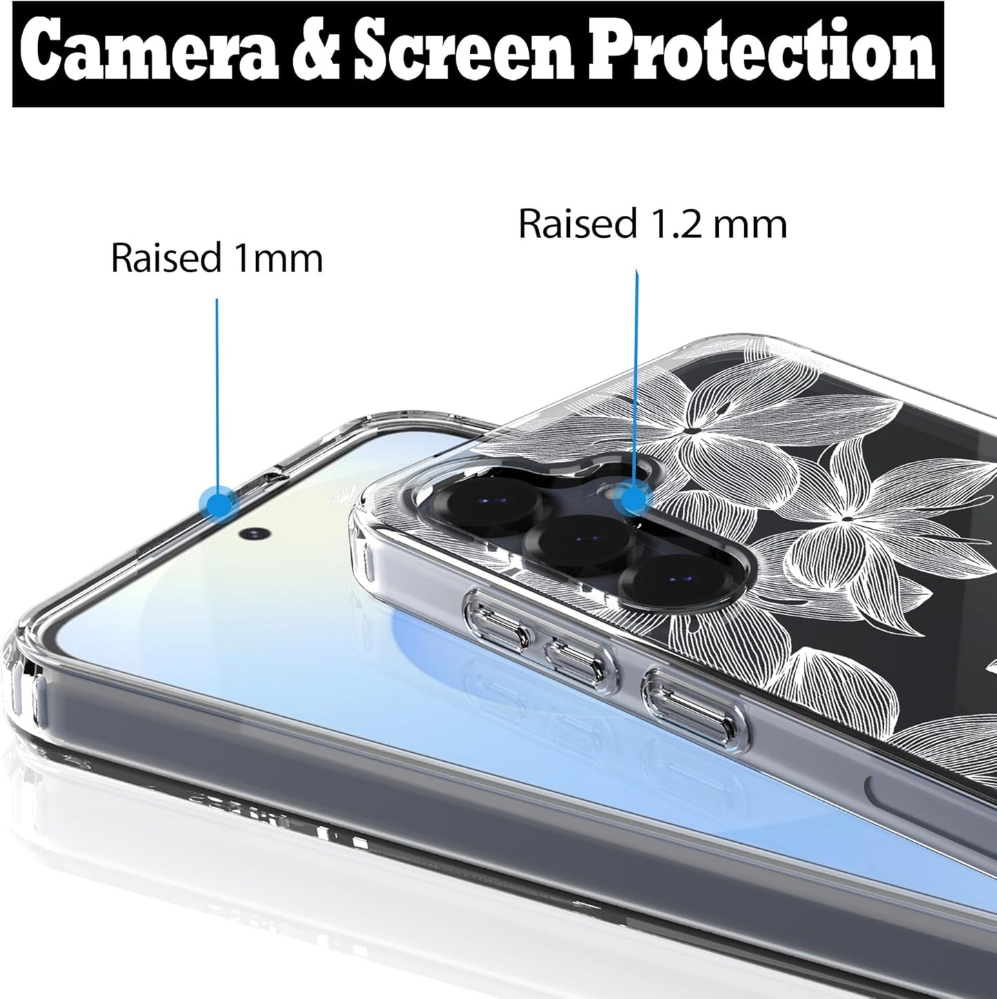 Samsung Galaxy S25 Case, Anti-Scratch Clear Case with Design - White Flower