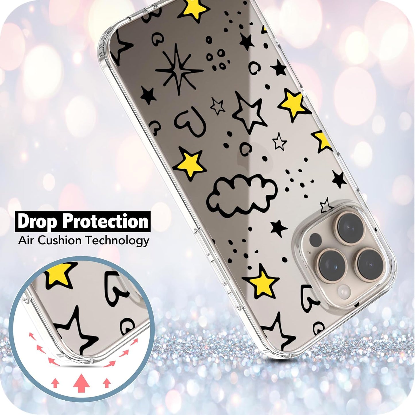 iPhone 16 Pro Case, Anti-Scratch Clear Case - Cute Starts