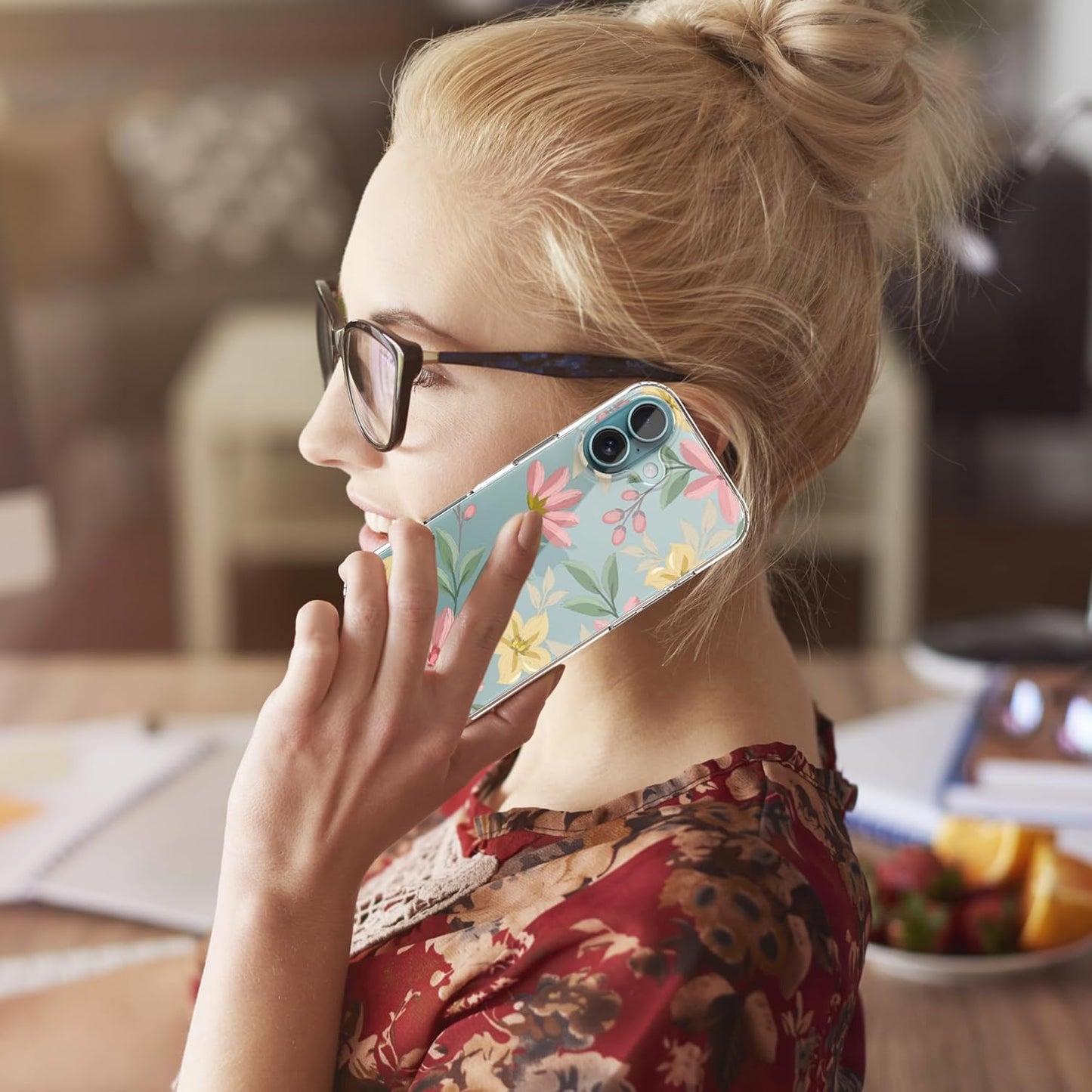 iPhone 16 Plus Case, Anti-Scratch Clear Case - Floral Painting