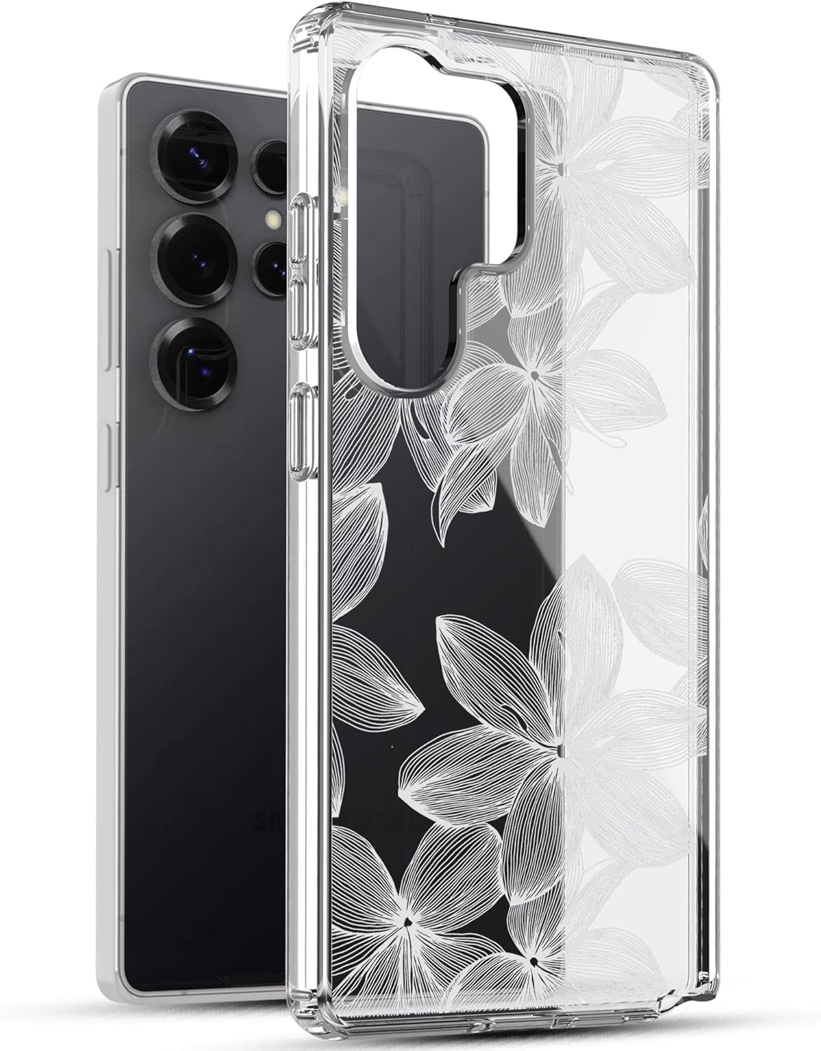 Samsung Galaxy S25 Ultra Case, Anti-Scratch Clear Case with Design - White Flower