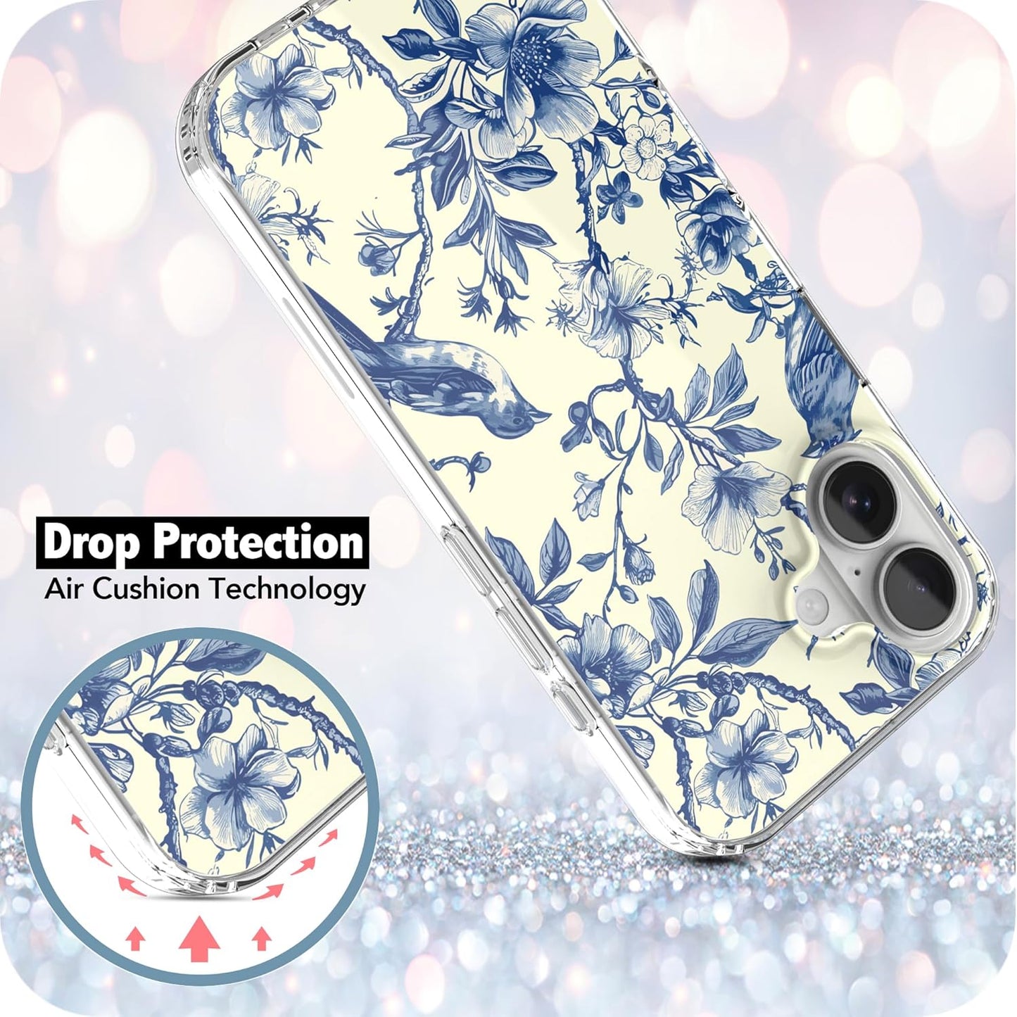 iPhone 16 Plus Case, Anti-Scratch Case - Vintage Floral