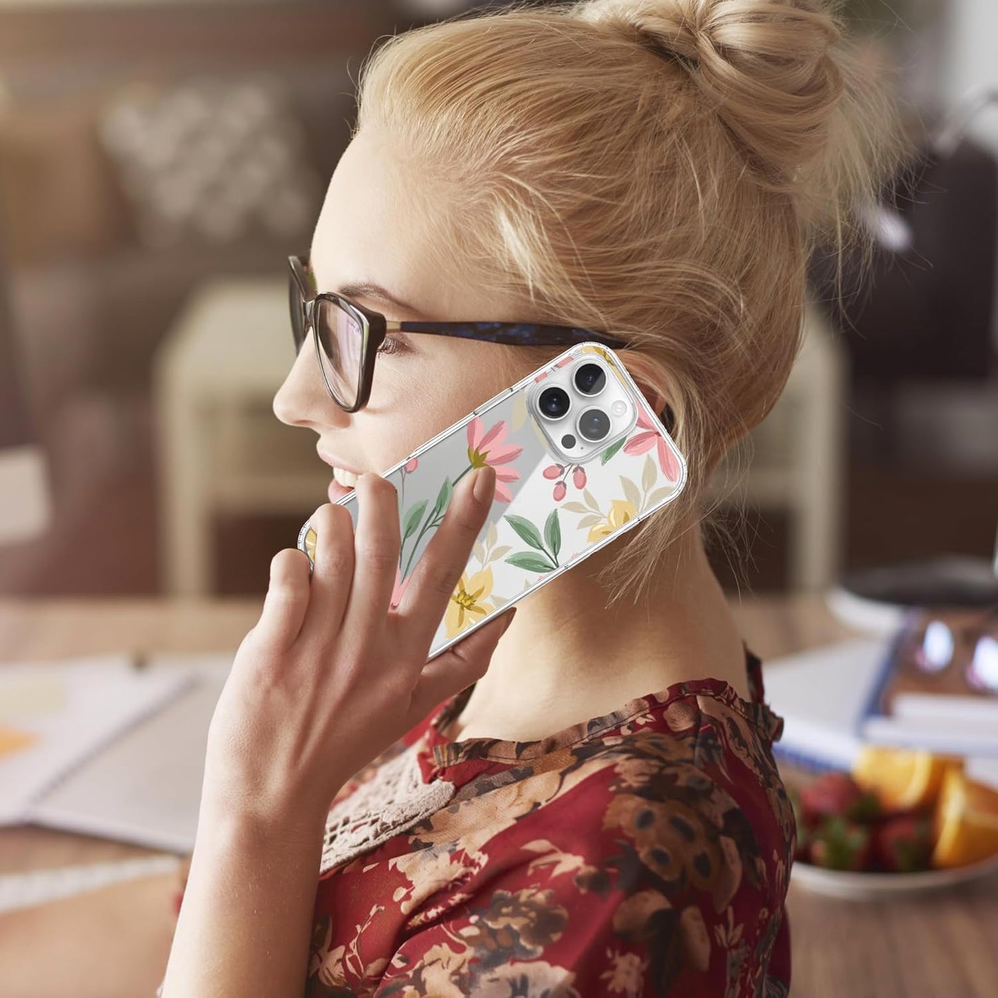 iPhone 16 Pro Case, Anti-Scratch Clear Case - Floral Painting