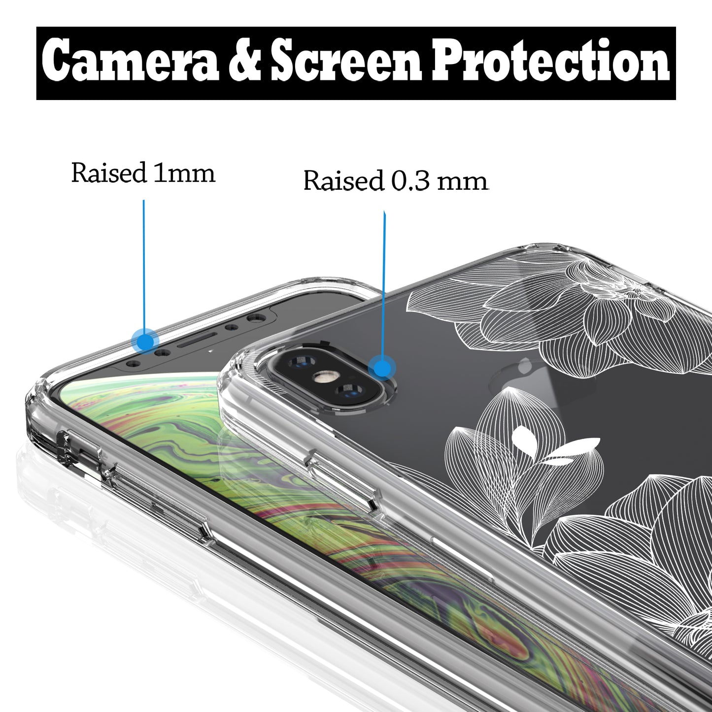 iPhone X/ Xs (5.8") Case, Anti-Scratch Clear Case - White Lace Chrysanthemum
