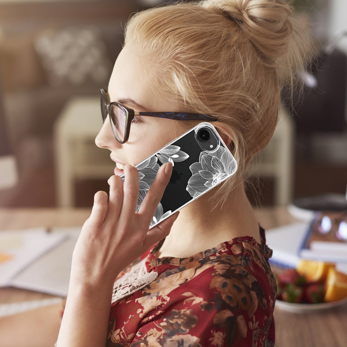 iPhone 16E Case, Anti-Scratch Clear Case - White Lace Chrysanthemum