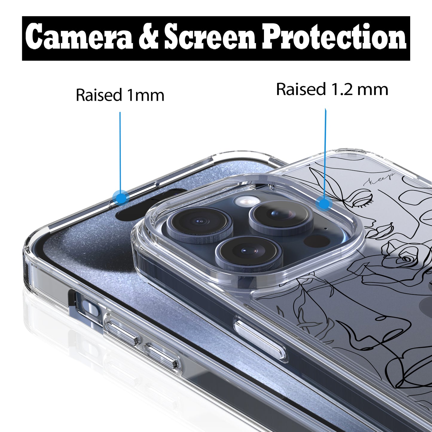 iPhone 15 Pro Max Case, Anti-Scratch Clear Case - Abstract Face