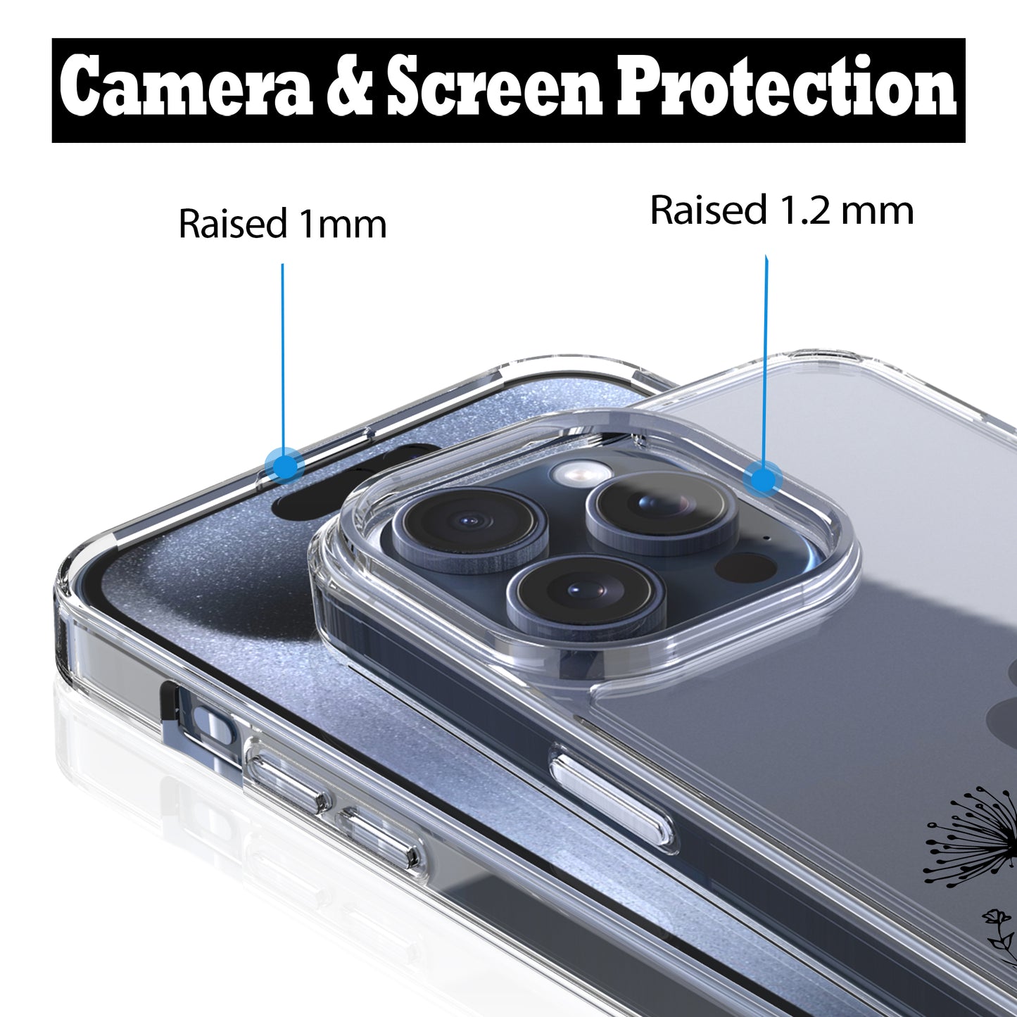 iPhone 15 Pro Max Case, Anti-Scratch Clear Case - Flower Garden