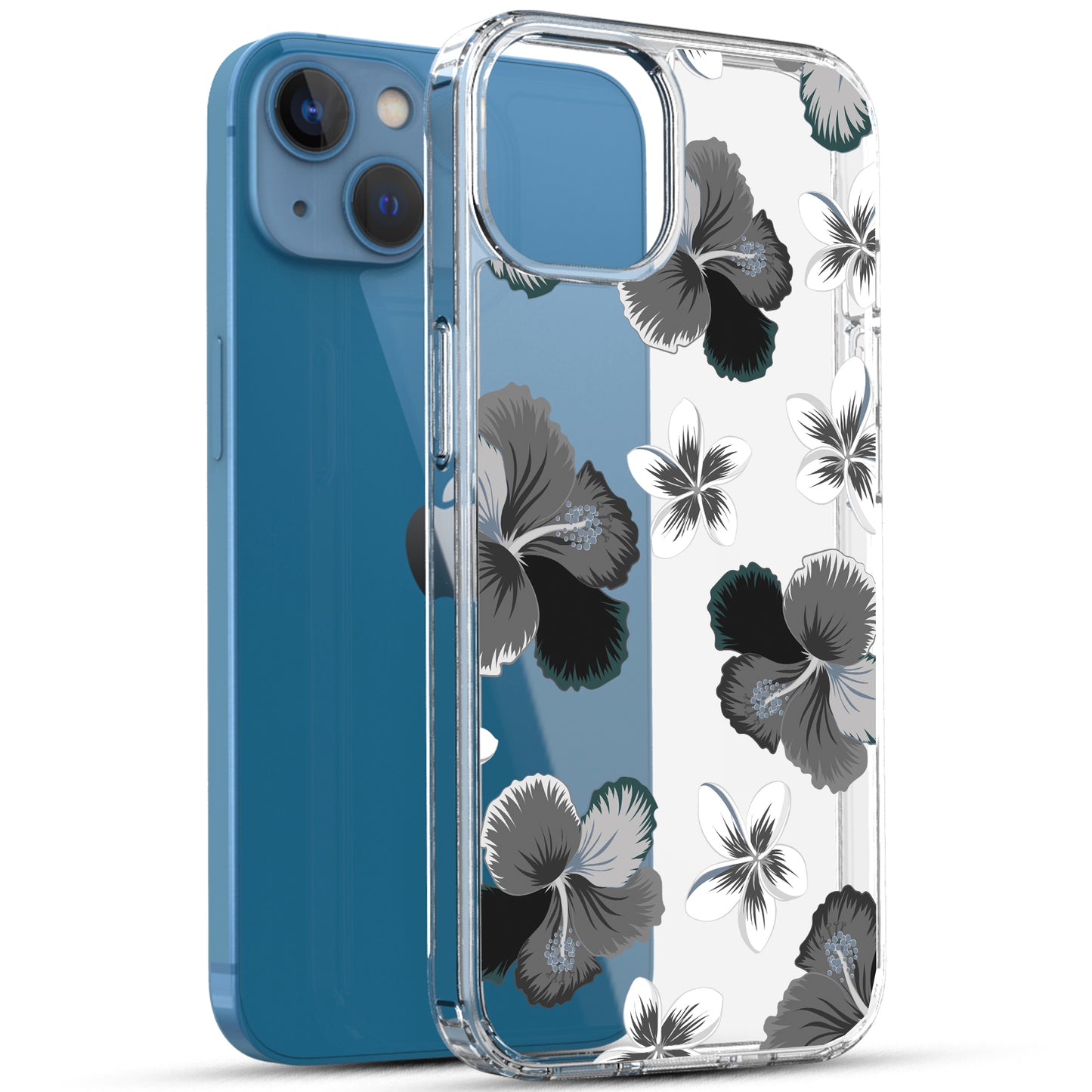 iPhone 13 Case, Anti-Scratch Clear Case - Hibiscus Flower