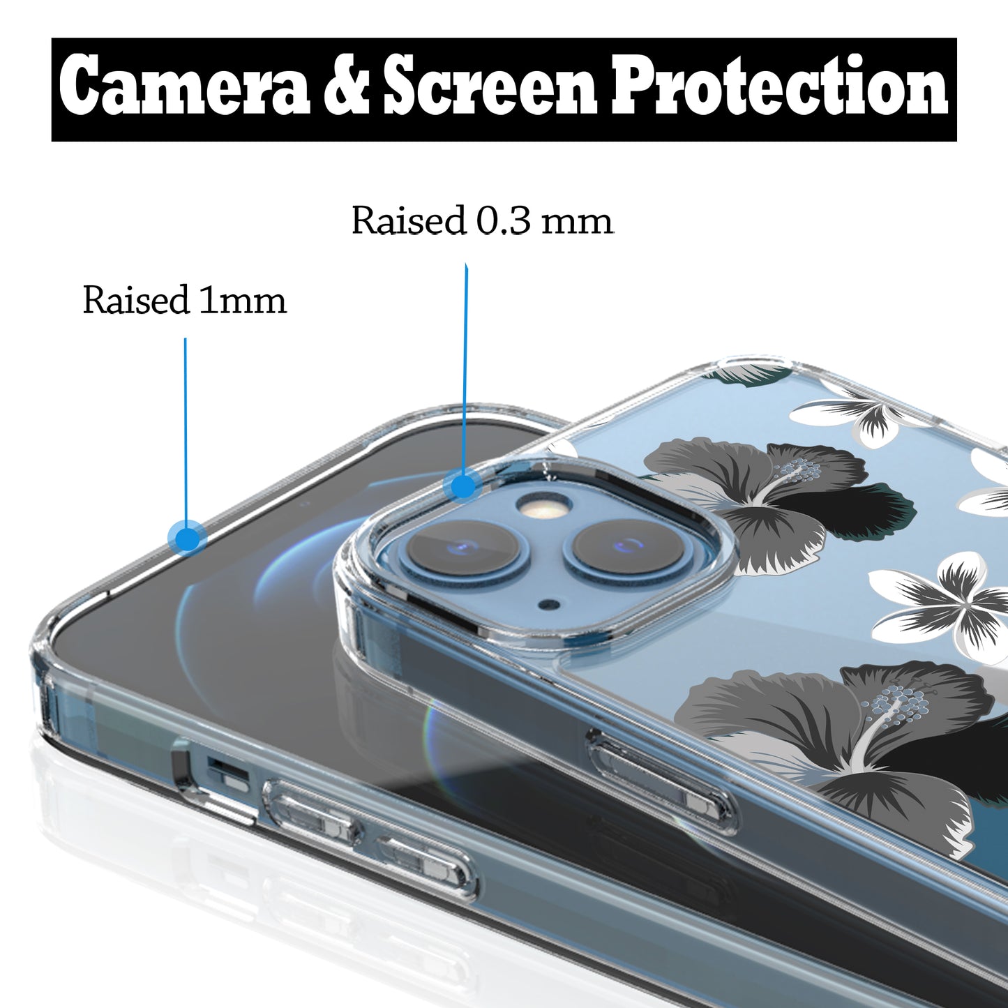 iPhone 13 Case, Anti-Scratch Clear Case - Hibiscus Flower