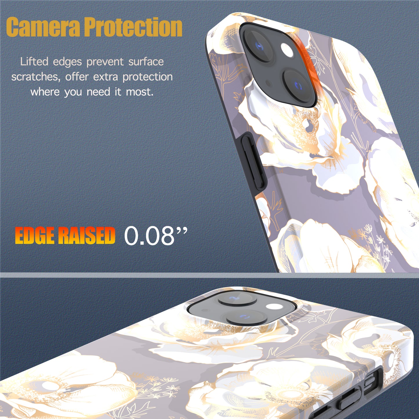 iPhone 13 Case, Ultra Slim Glossy Shockproof Scratch-Proof Case - Anemone Flowers