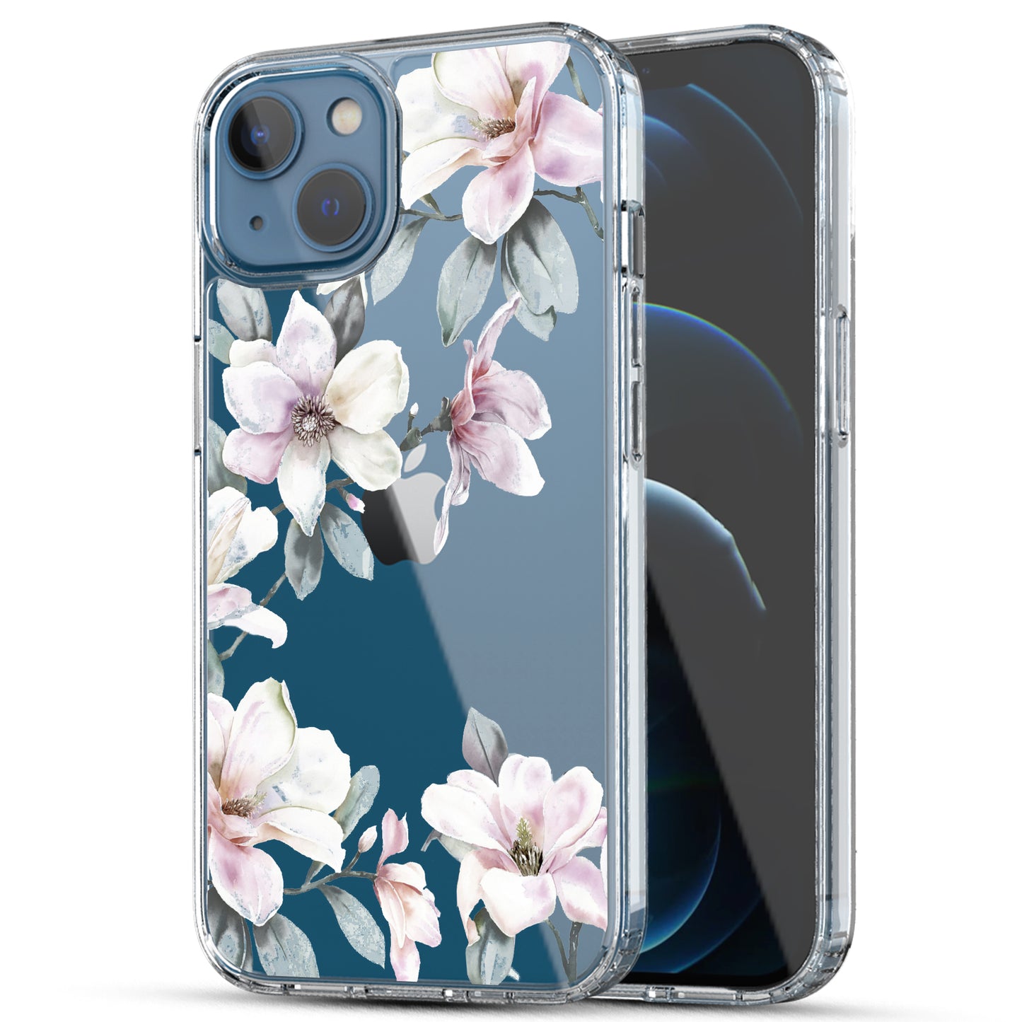 iPhone 13 Case, Anti-Scratch Clear Case - Pink Magnolia Flower