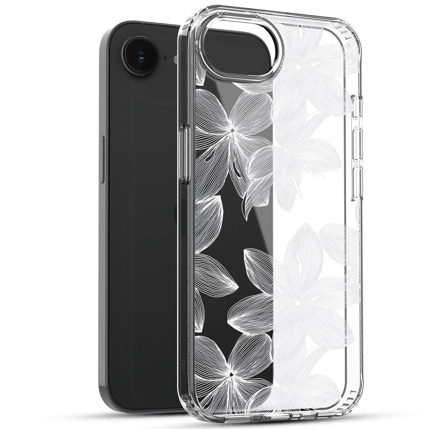 iPhone 16E Case, Anti-Scratch Clear Case - White Flower