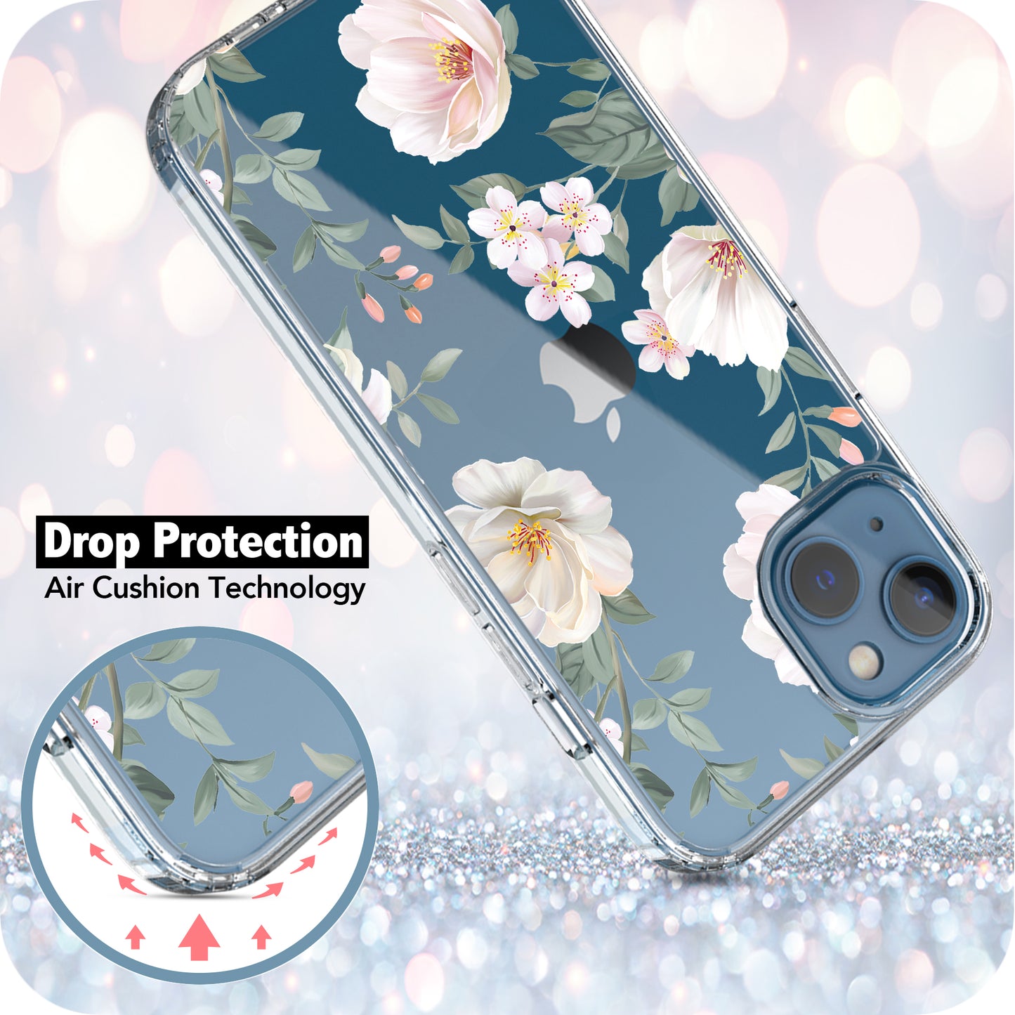 iPhone 13 Case, Anti-Scratch Clear Case - Magnolia Flower