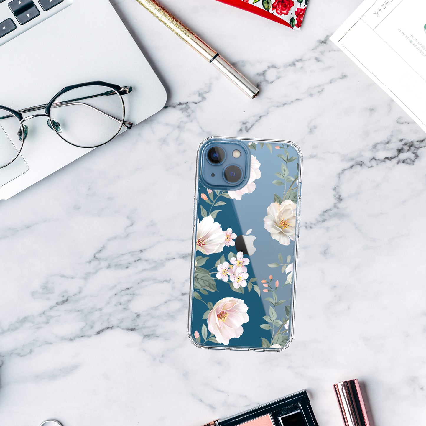 iPhone 13 Case, Anti-Scratch Clear Case - Magnolia Flower