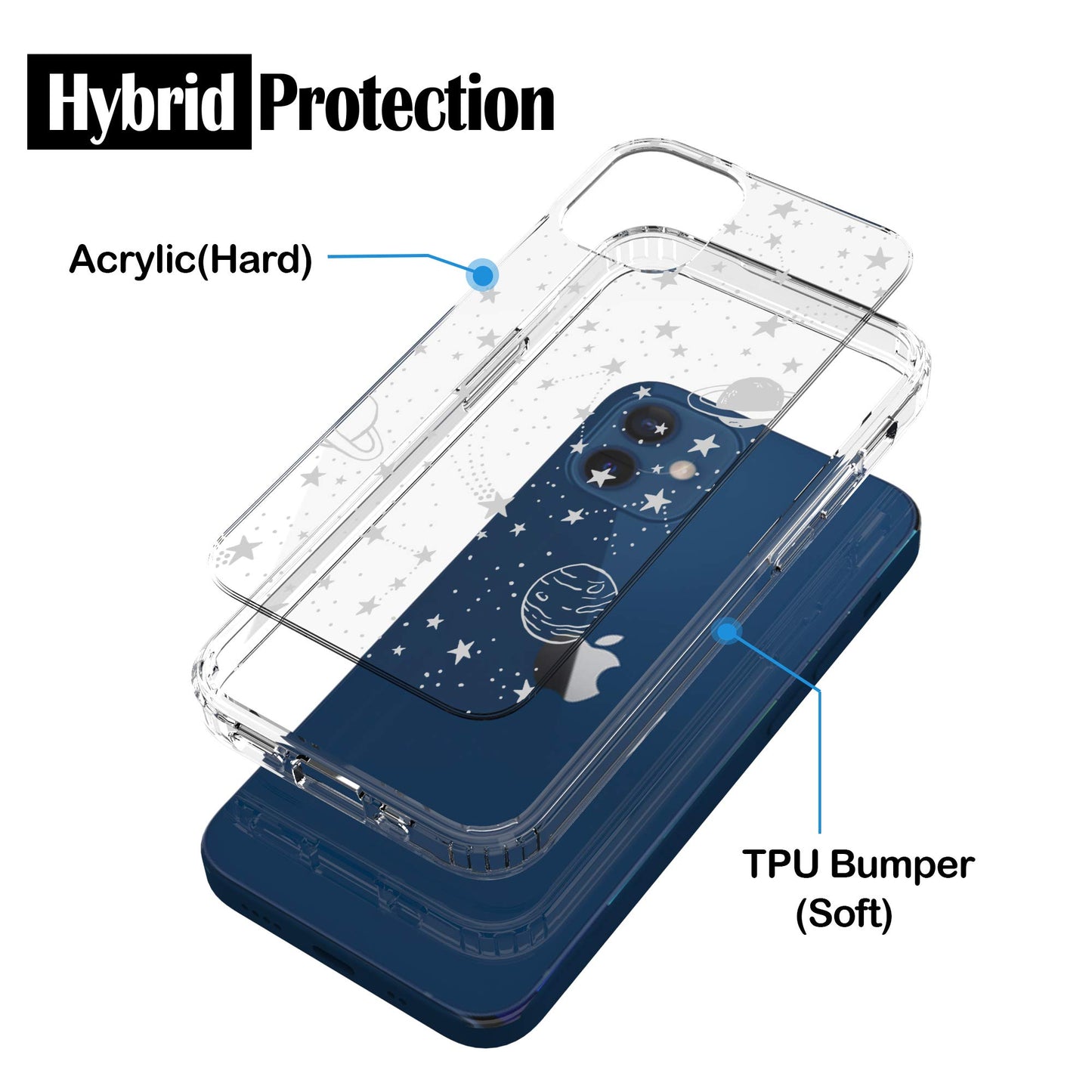 iPhone 12 Mini Case, Anti-Scratch Clear Case - Universe