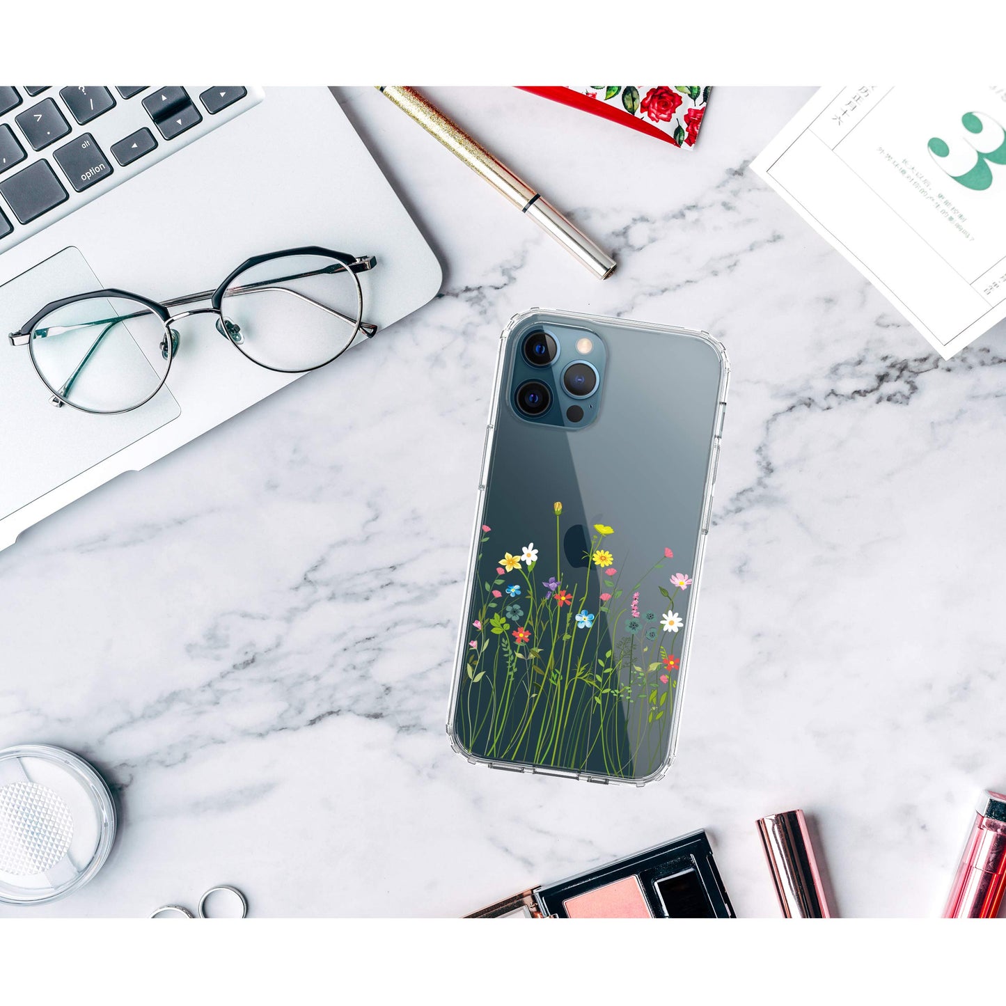 iPhone 12 Pro Max Case, Anti-Scratch Clear Case - Floral