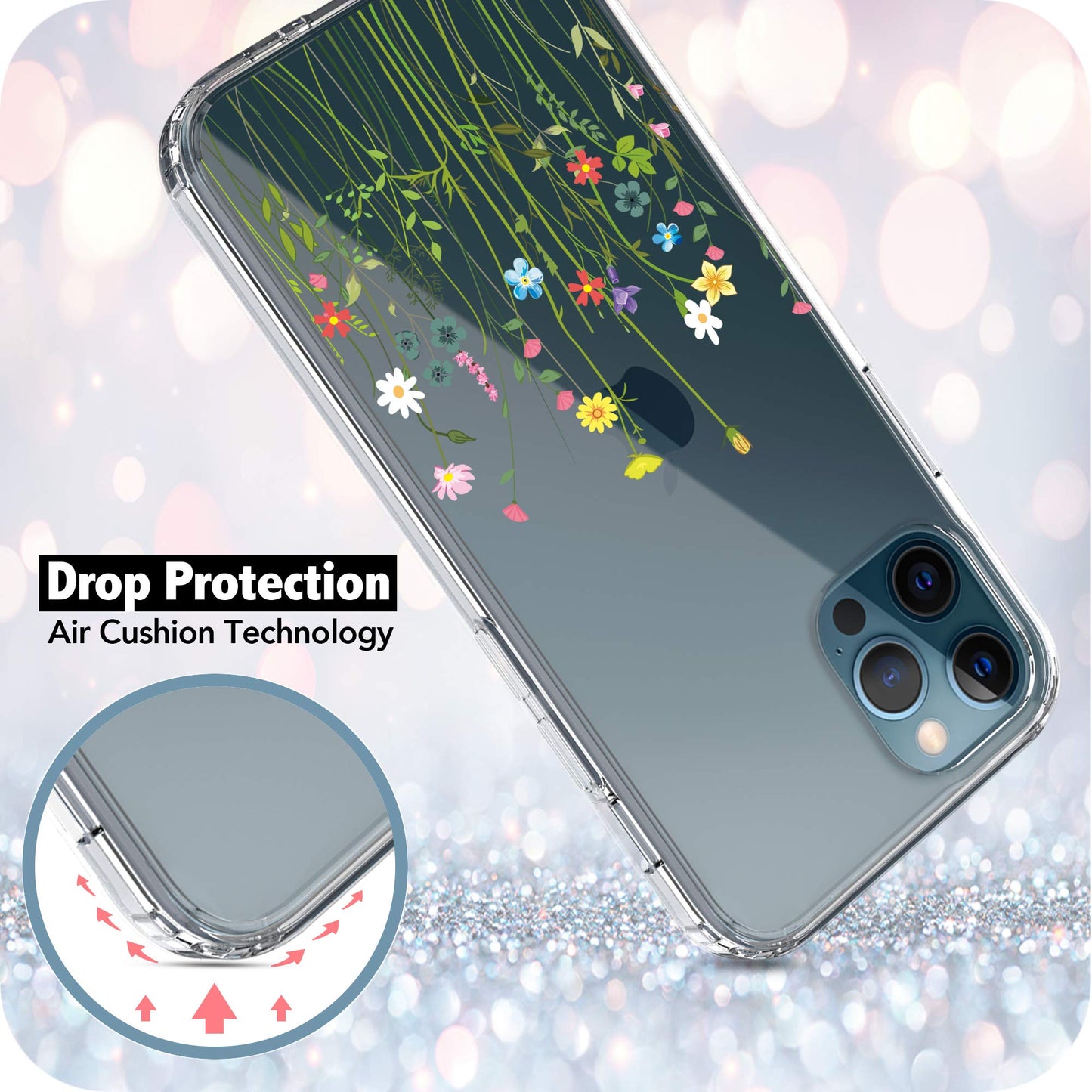 iPhone 12 Pro Max Case, Anti-Scratch Clear Case - Floral