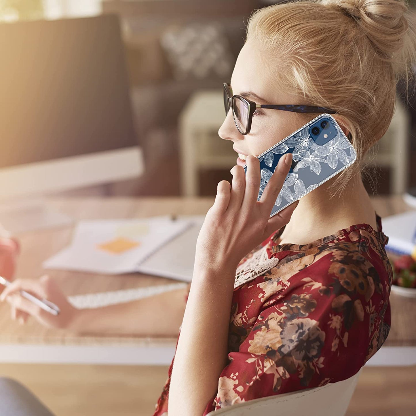 iPhone 12 / iPhone 12 Pro Case, Anti-Scratch Clear Case - White Flower