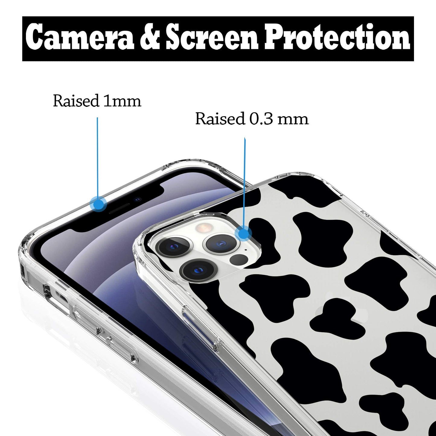 iPhone 12 Pro Max Case, Anti-Scratch Clear Case - Cow Print