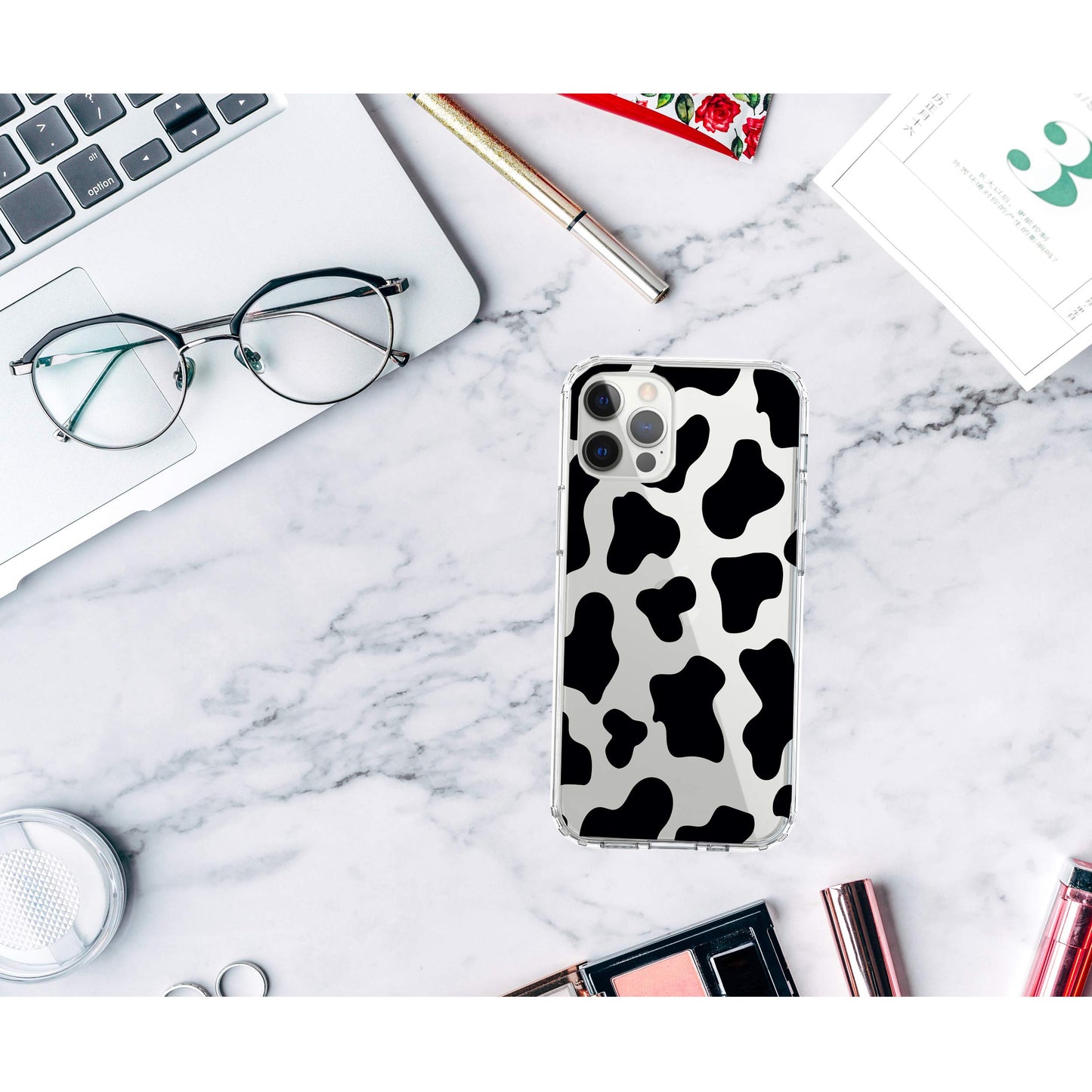 iPhone 12 Pro Max Case, Anti-Scratch Clear Case - Cow Print