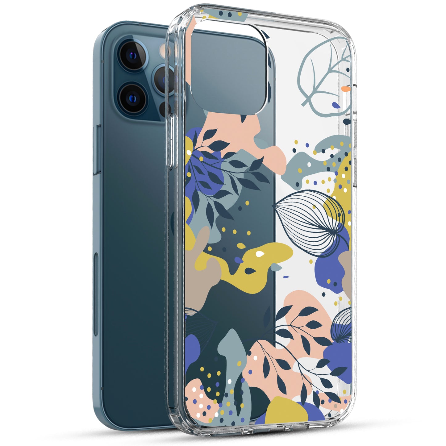 iPhone 12 Pro Max Case, Anti-Scratch Clear Case - Tropical Leaves Floral